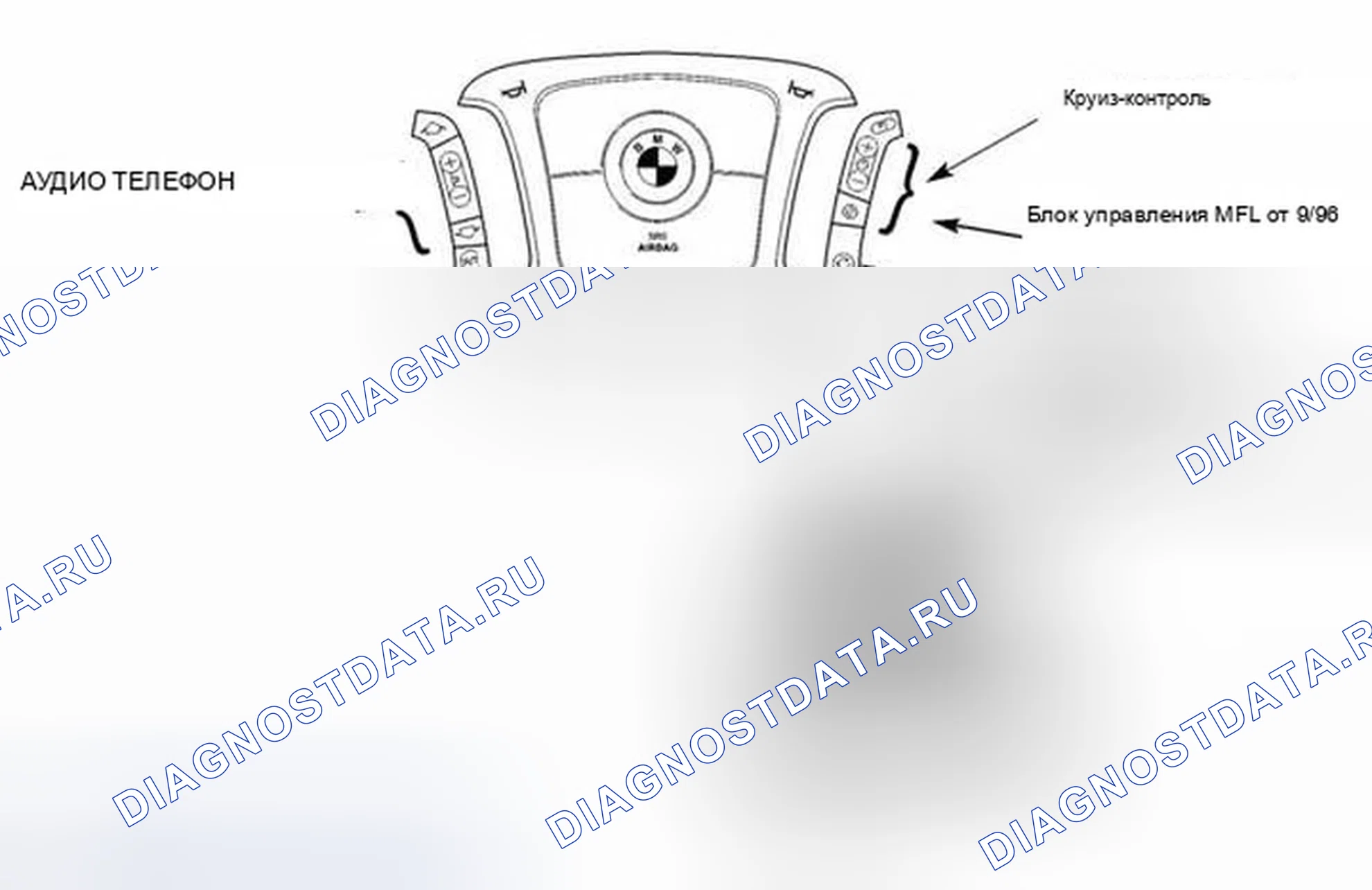 Рис. 406: Многофункциональный руль (MFL). BMW X5 E53