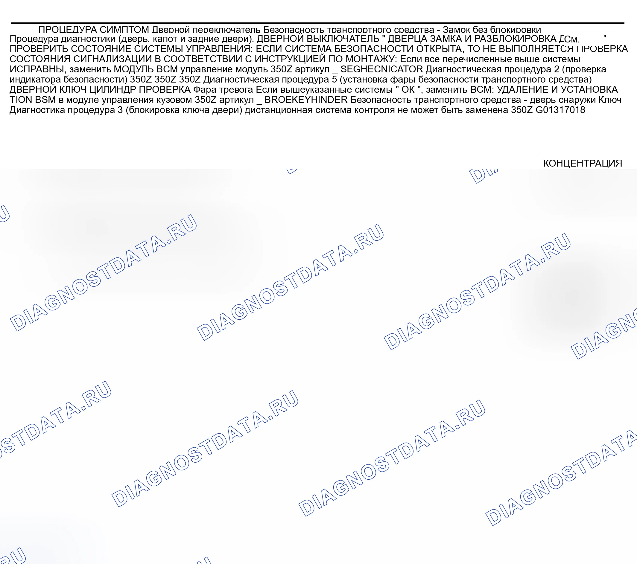 Рис. 187: СХЕМА СИМПТОМОВ. Nissan 350Z I