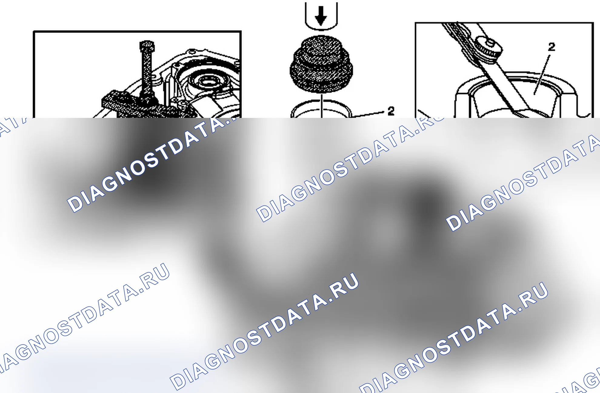 Рис. 109: Чашка подшипника переднего дифференциала и замена шайбы - сторона корпуса гидротрансформатора. Pontiac G6 I final