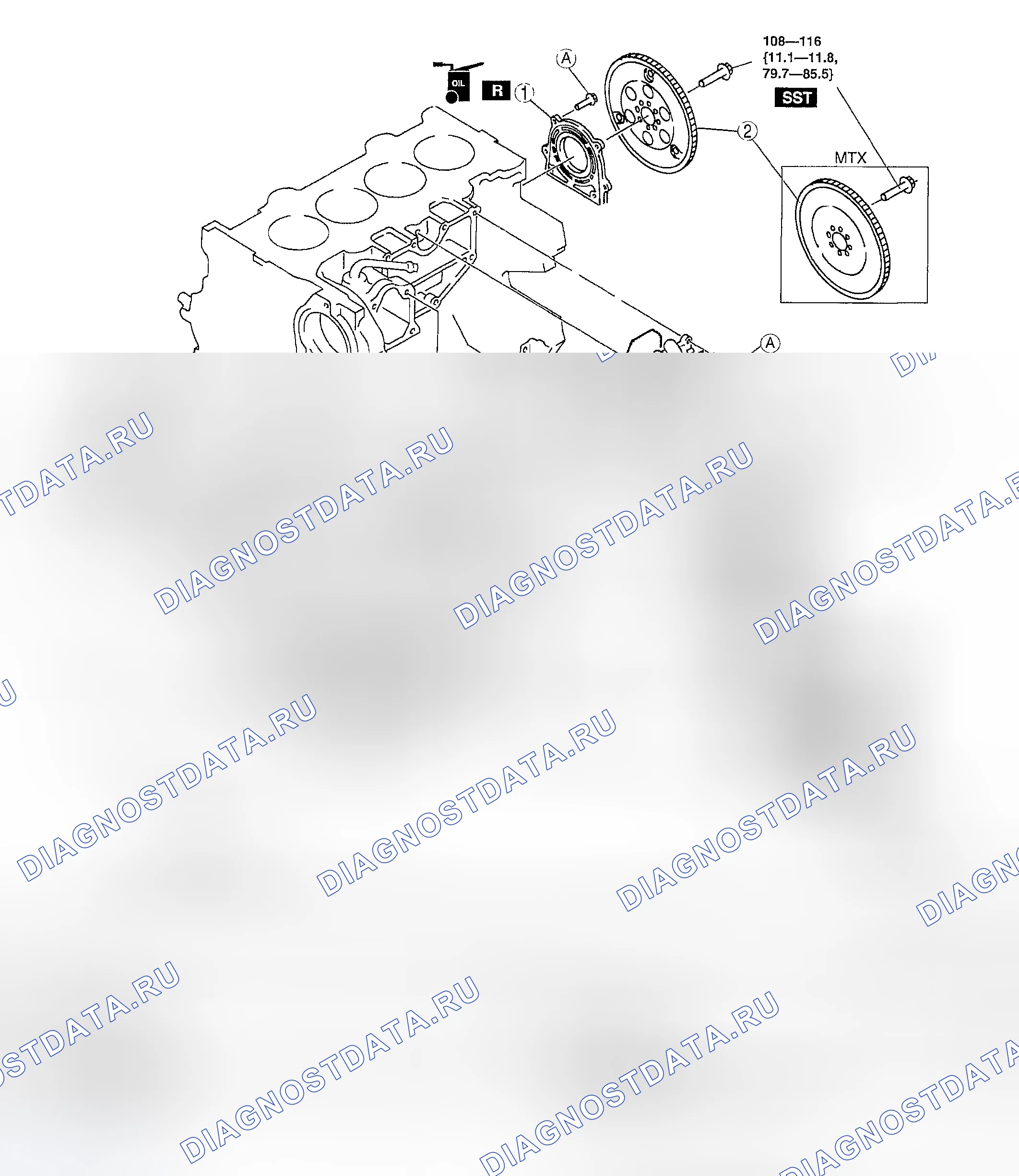Рис. 352: БЛОК ЦИЛИНДРОВ (II) В СБОРЕ. Mazda 6 GG