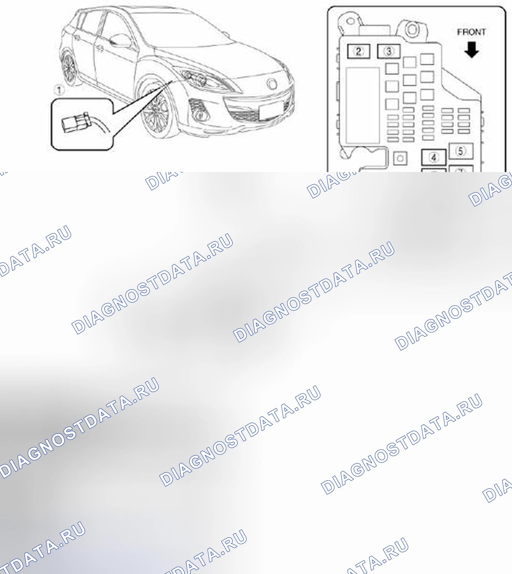 Рис. 35: Места установки реле (Mzr 2.0, MЗR 2.5, Мжр 2.3 DISI Turbo). Mazda 3 BL рестайлинг