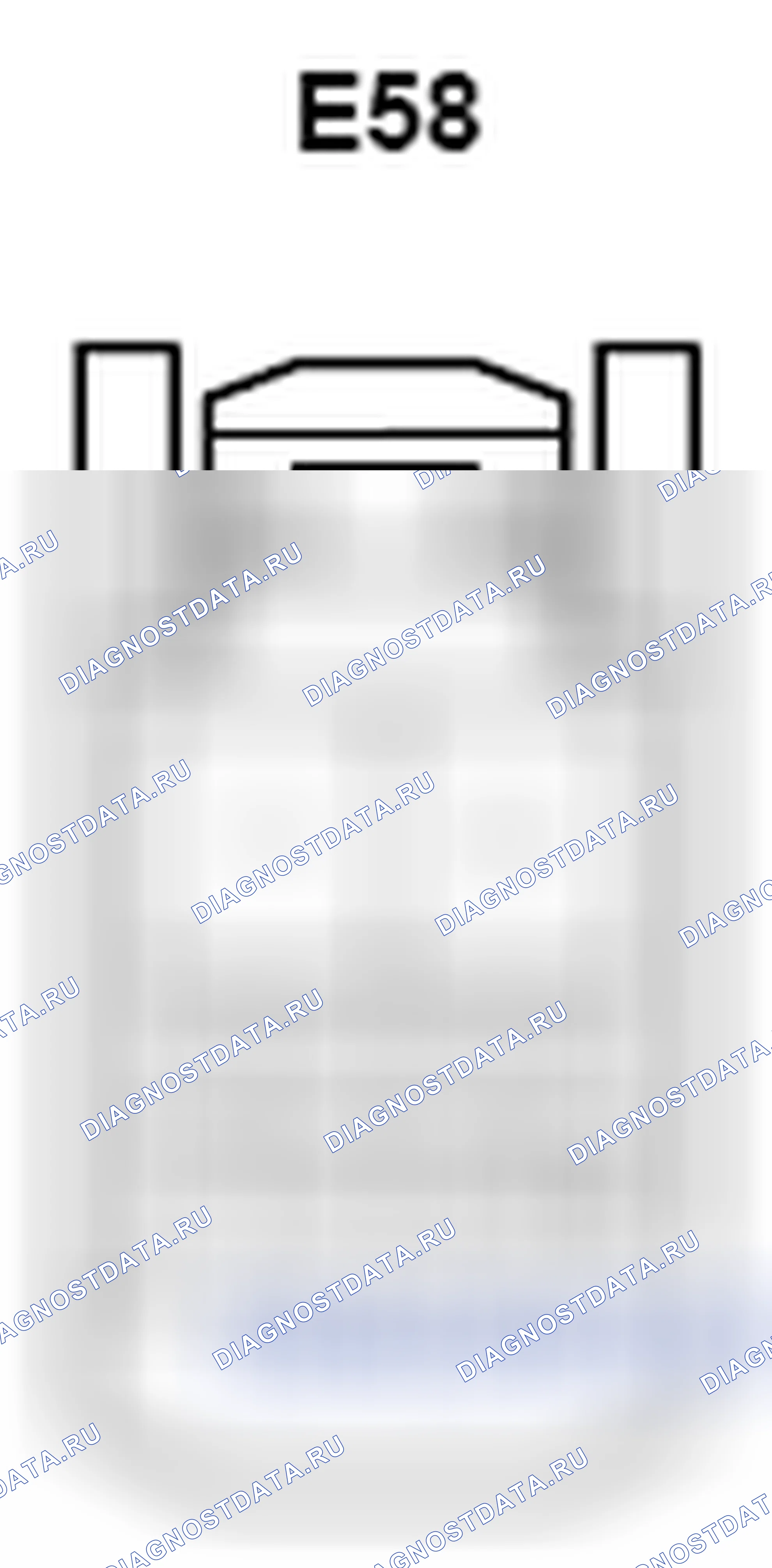 Рис. 547: Вид с торца разъема ЭБУ основного корпуса (E58). Lexus ES XV40