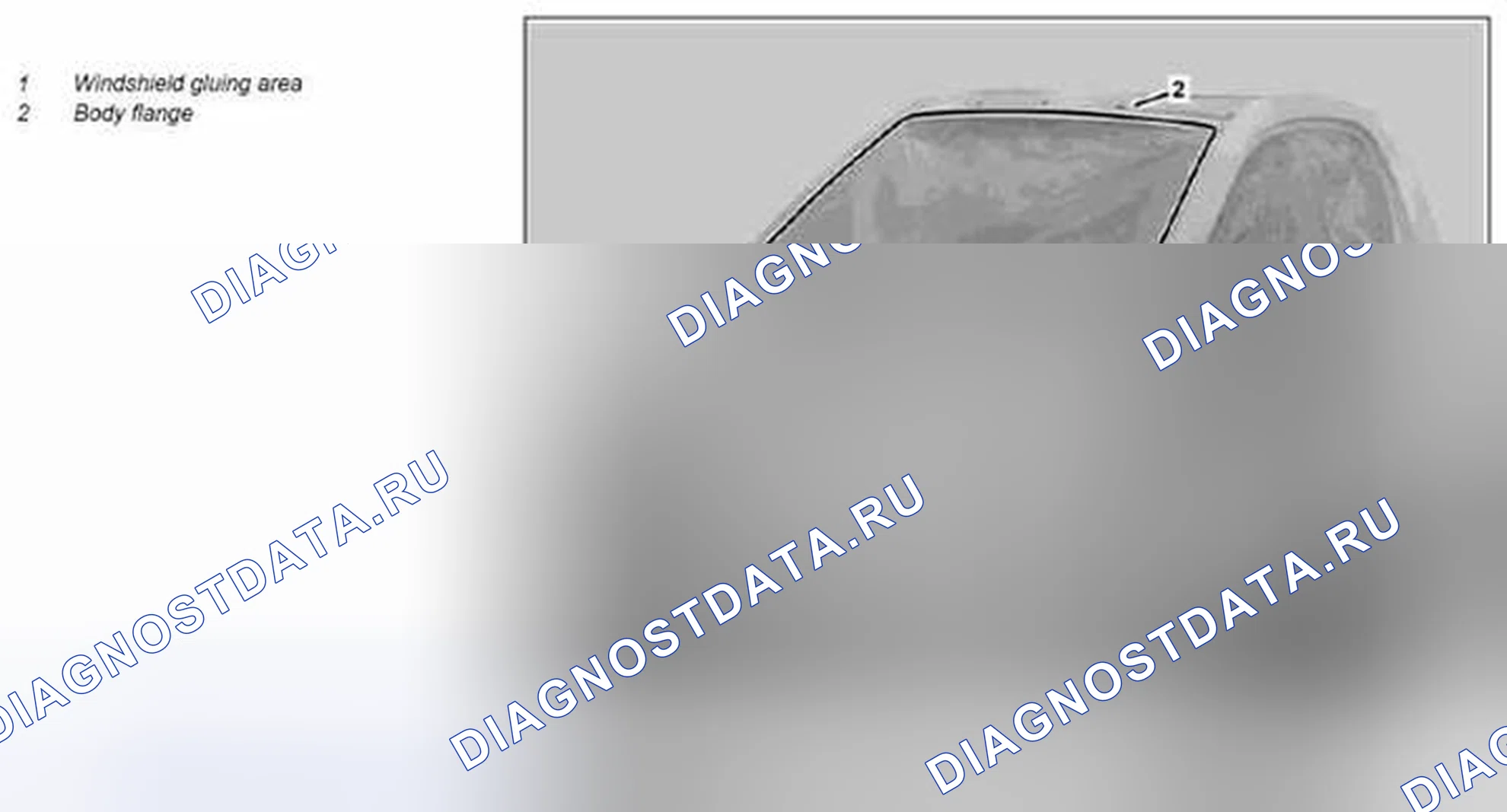 Рис. 90: Зона склеивания лакокрасочного покрытия для лобового стекла - AR98,00-P-0900MCC. Kia Soul I