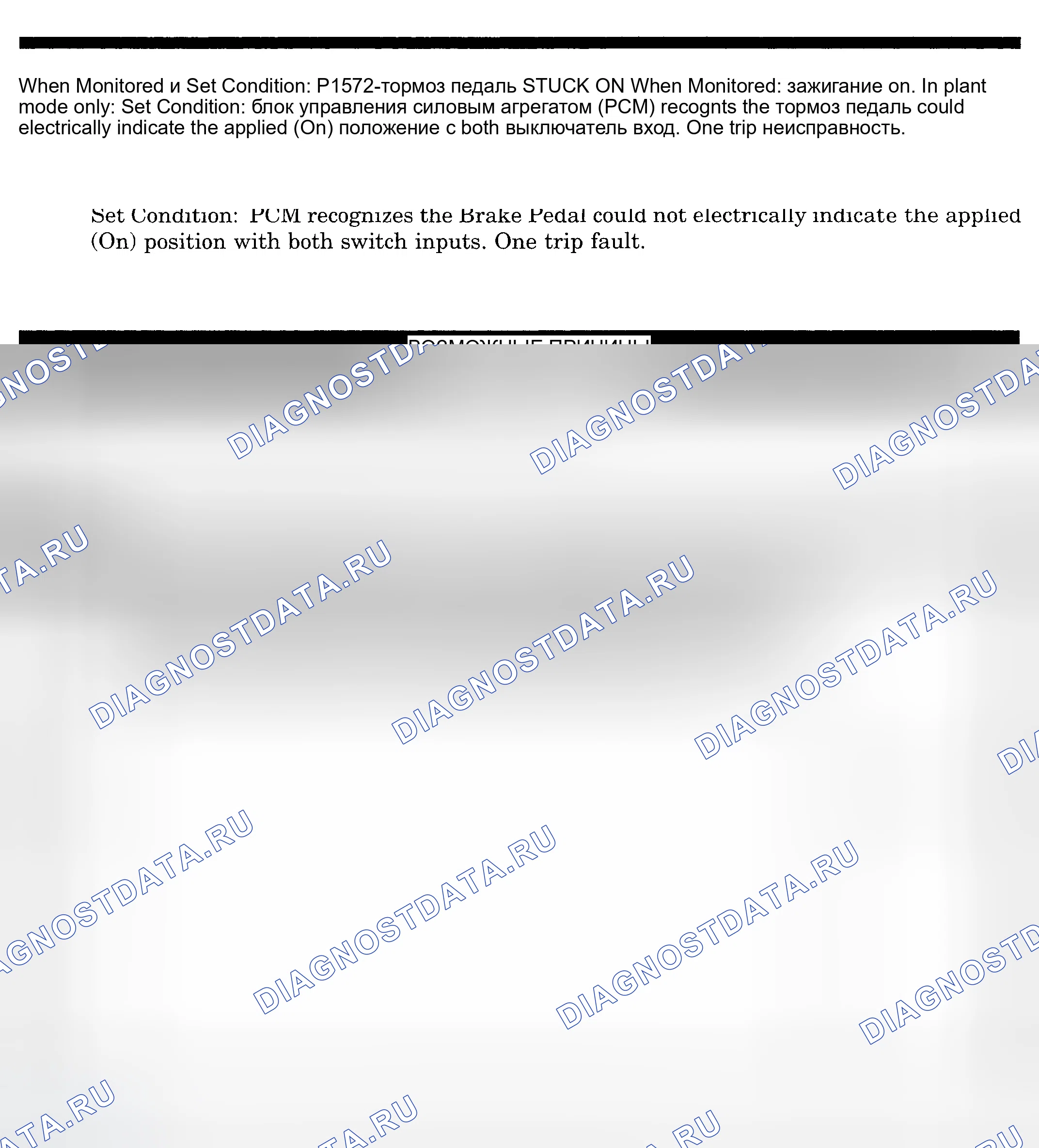 Рис. 661: расшифровка кода ошибки P1572: ПЕДАЛЬ ТОРМОЗА ЗАСТРЯЛА. Dodge Pickup R1500 
