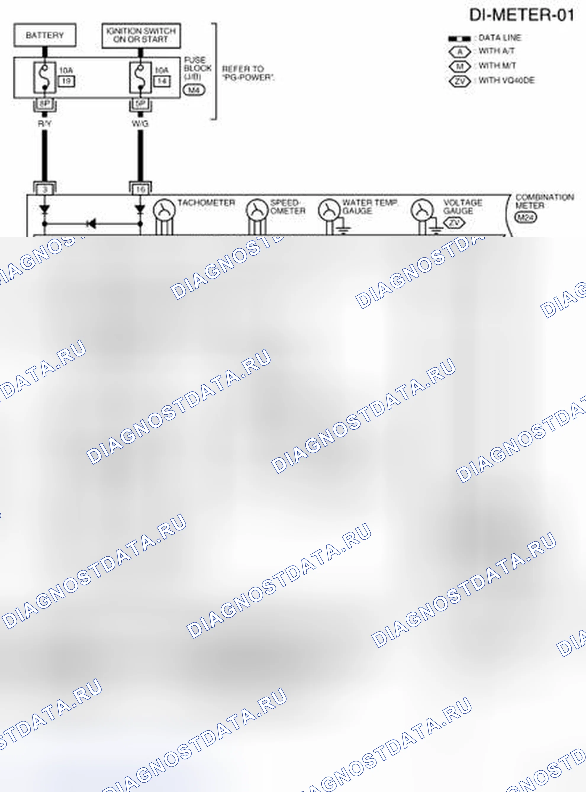 Рис. 10: электросхема - зажигание с распределителем-METER-01. Nissan Frontier D40