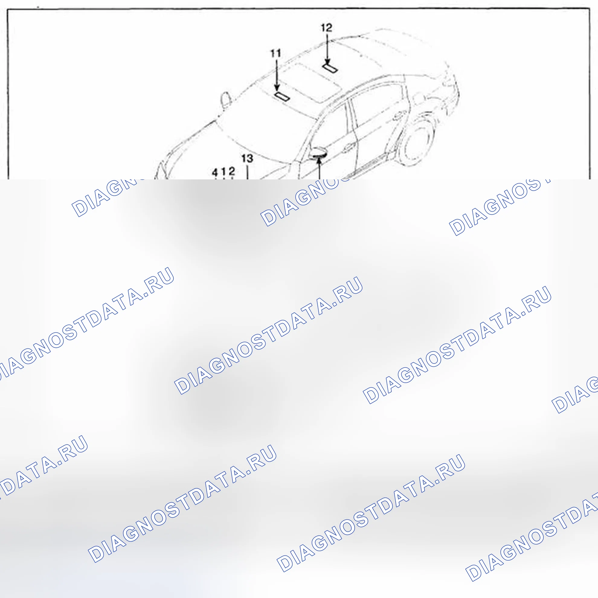 Рис. 1: Расположение компонентов. Hyundai Genesis I