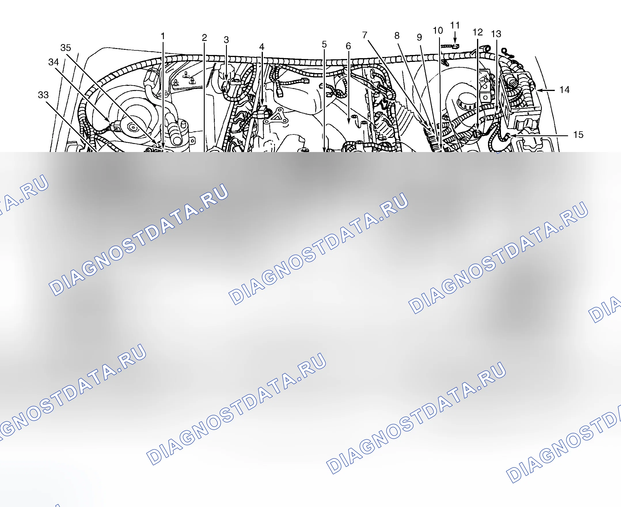 Рис. 5: Моторный отсек (5.4L и 6.8L). Ford Pickup F250 Super Duty 