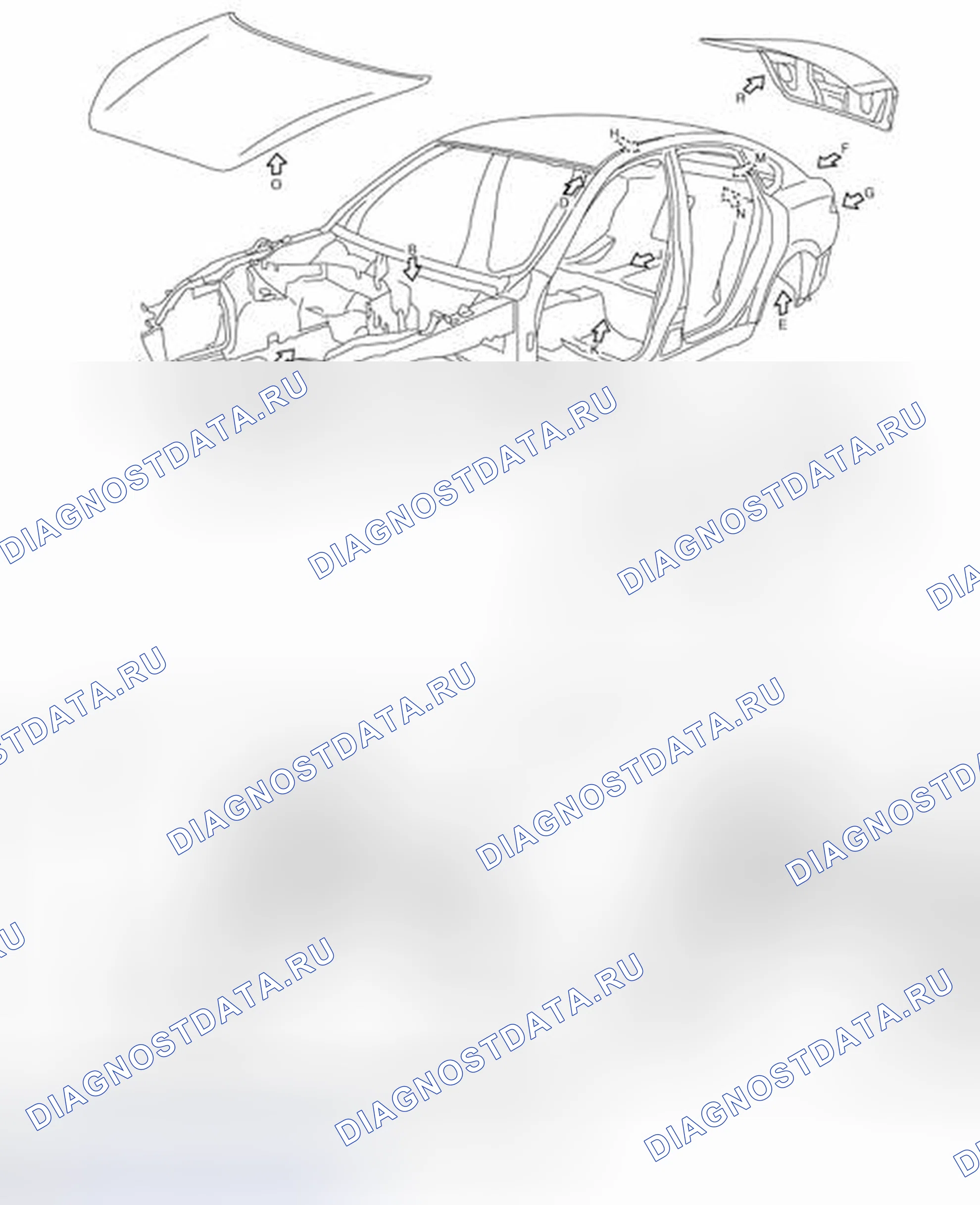 Рис. 354: Уплотнение корпуса. Infiniti Q70 I рестайлинг