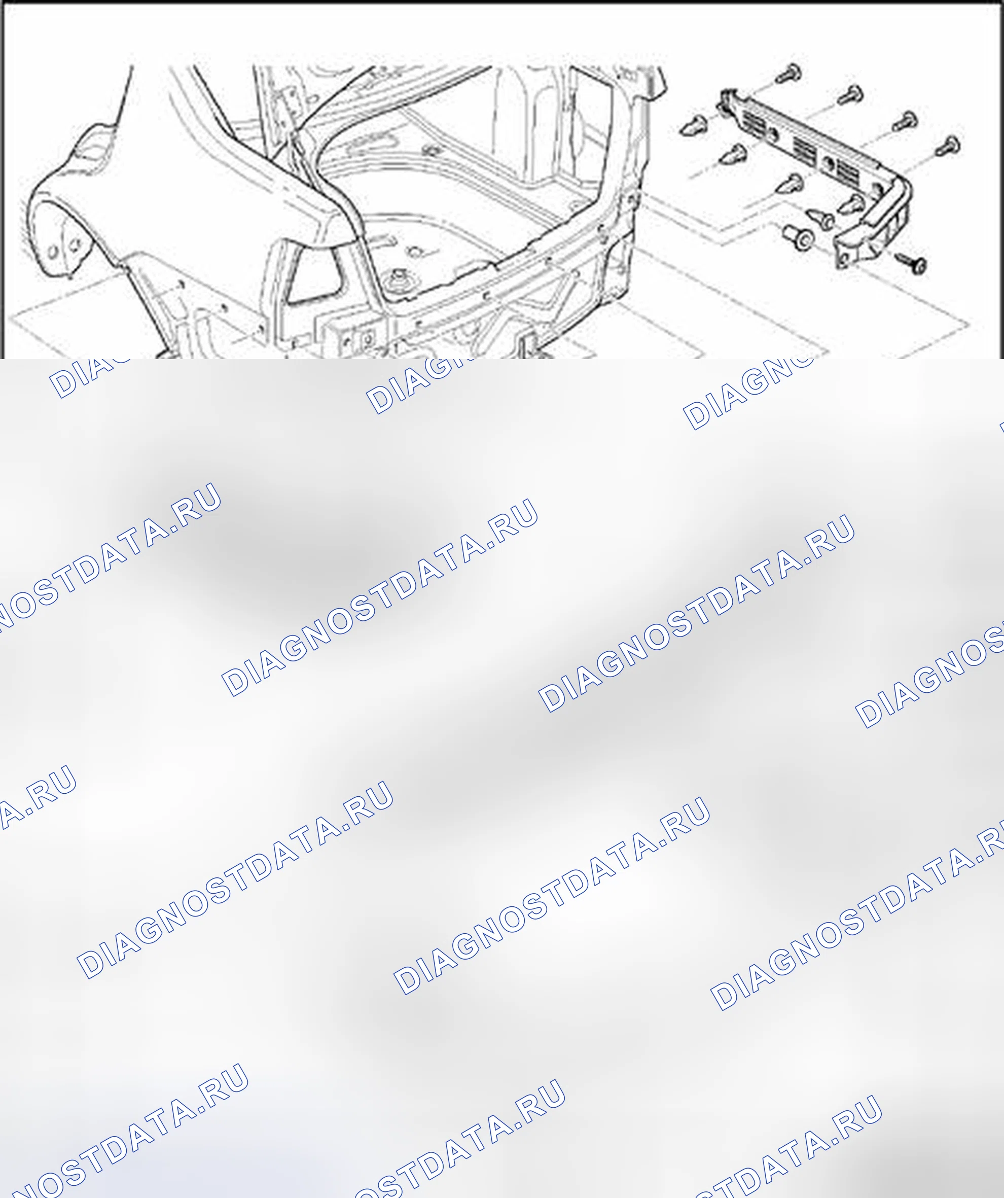 Рис. 7: Держатель заднего бампера, обзор сборки. Volkswagen Golf Mk4