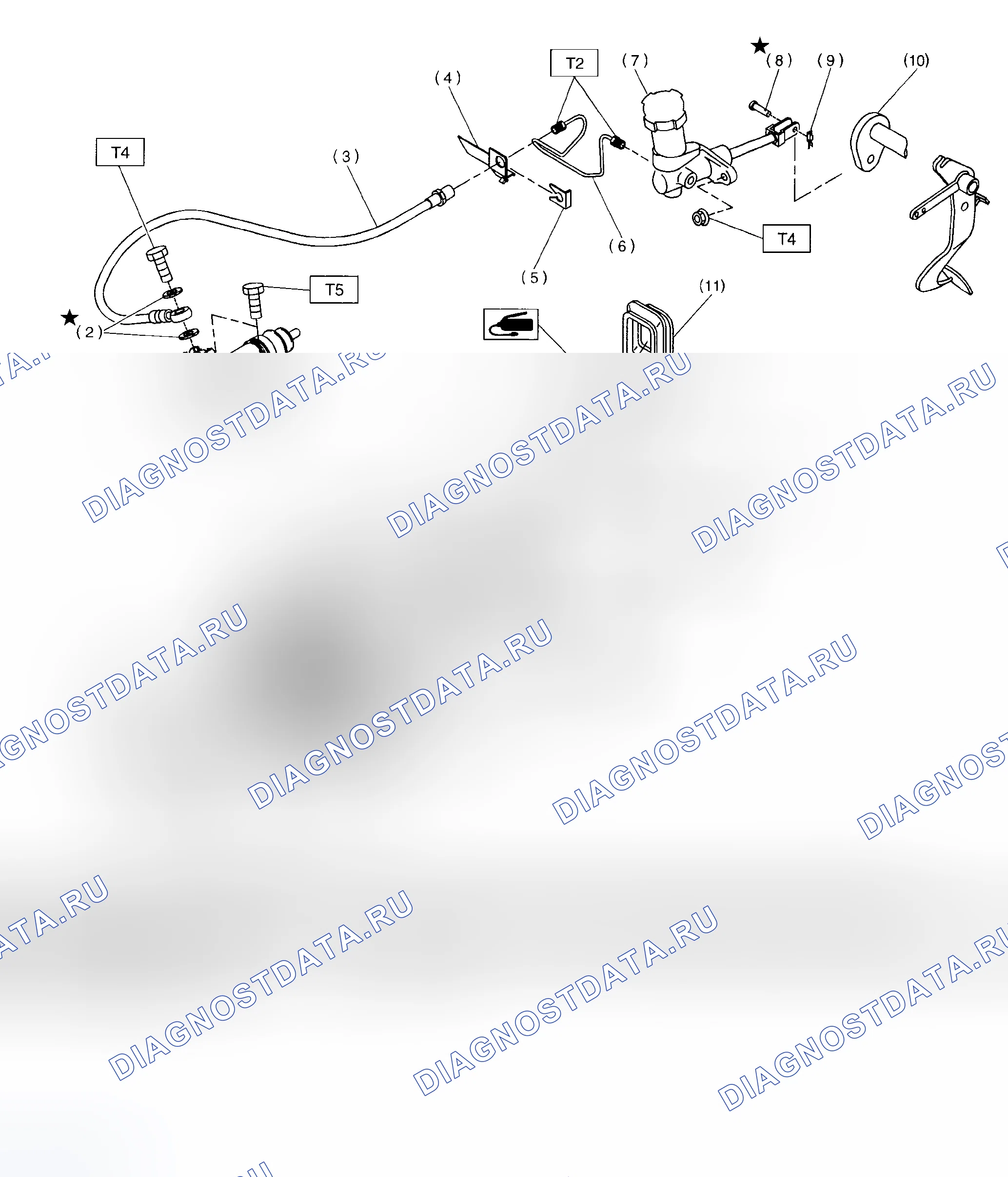 Рис. 2: Разнесенный вид системы сцепления. Subaru Outback BH