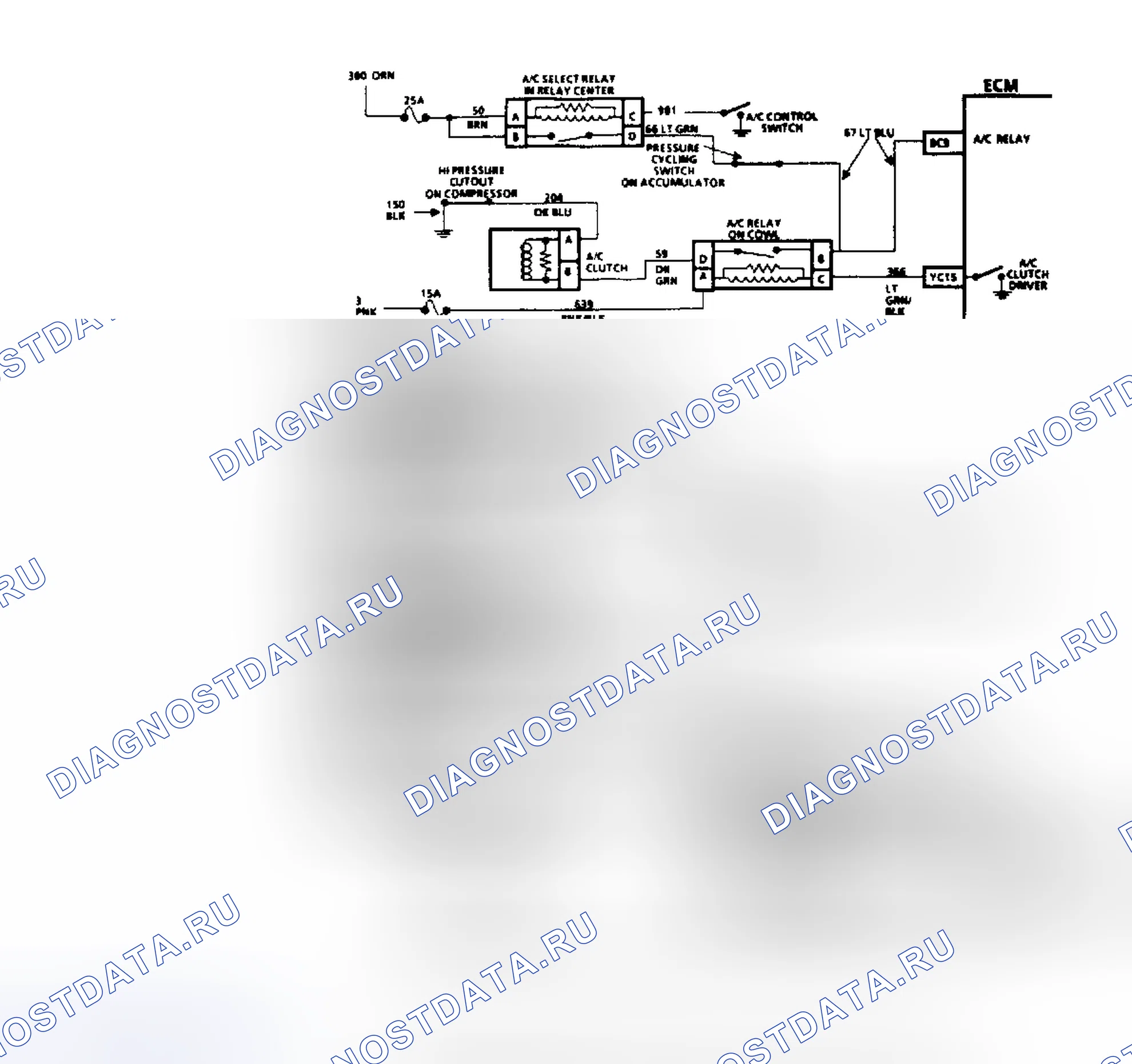 Рис. 566: Диаграмма C10A, (1 из 2) Управление сцеплением A / C. Buick LeSabre VI