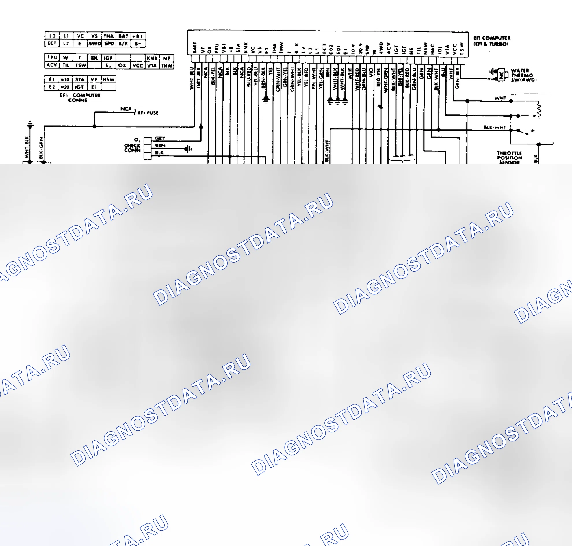Рис. 56: электросхема электронный впрыск топлива/TCCS (Pickup/4-Runner). Toyota 4Runner I