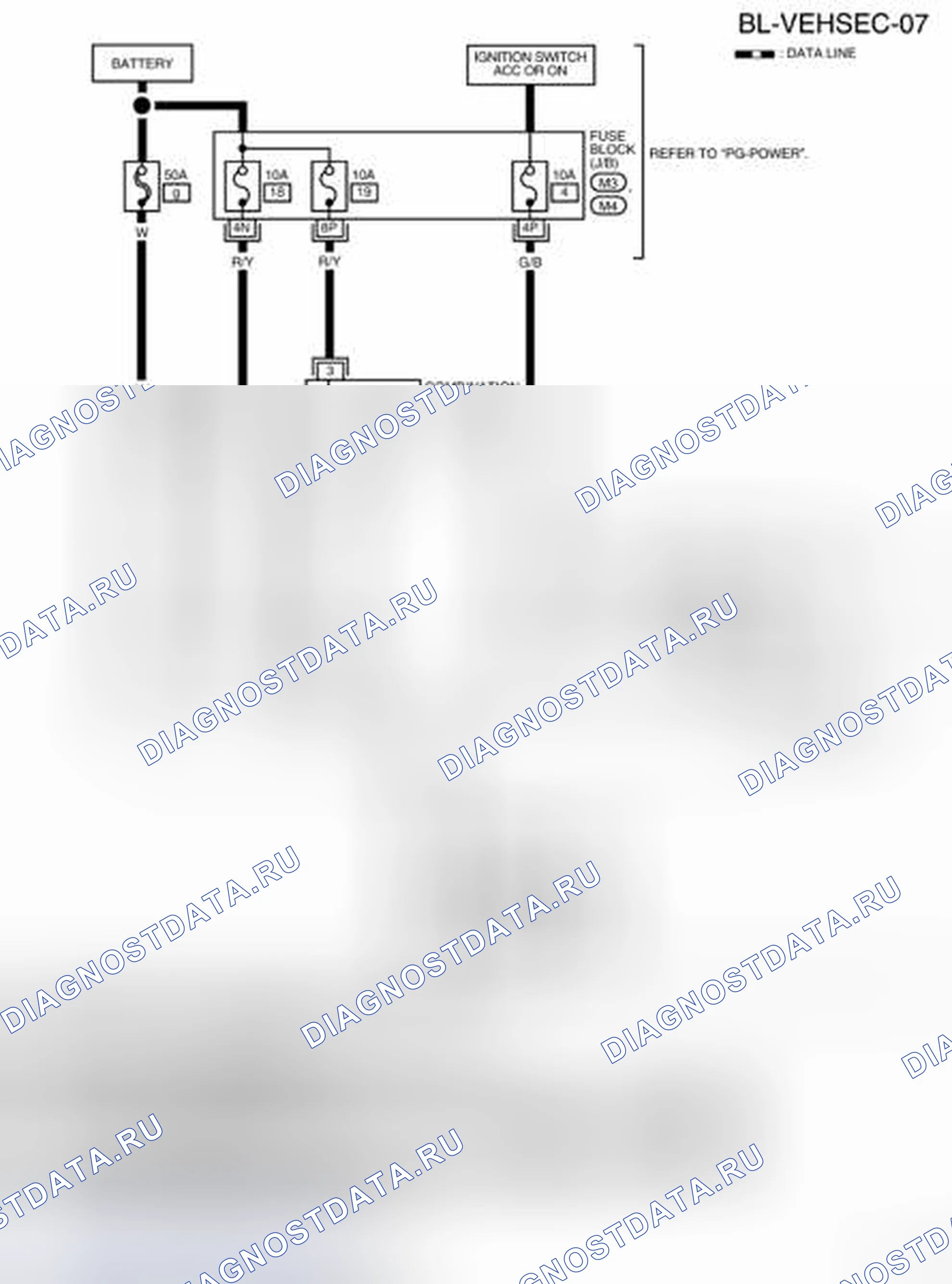 Рис. 97: Bl-VEHSEC-07 - электросхема (кабина экипажа). Nissan Frontier D40