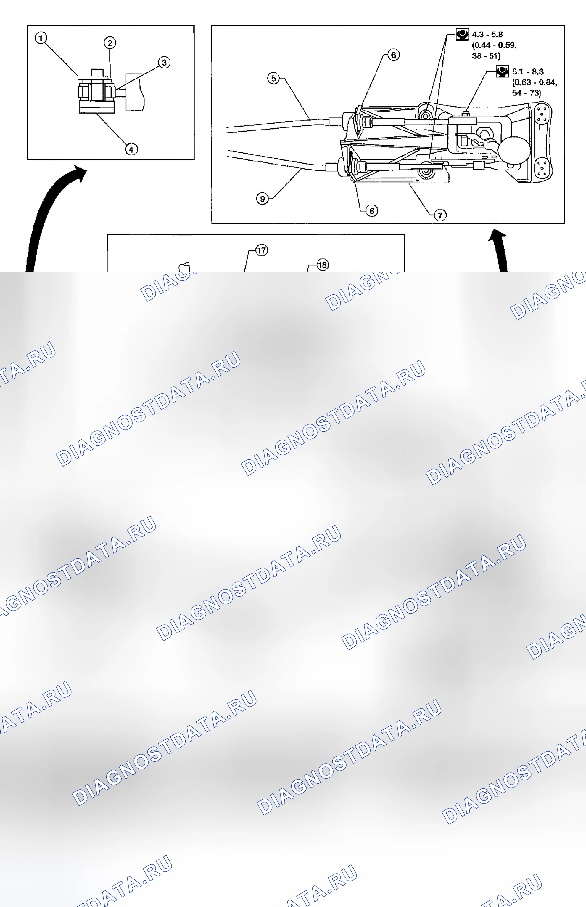 Рис. 417: Демонтаж и монтаж контрольного устройства и кабеля. Nissan Sentra B15