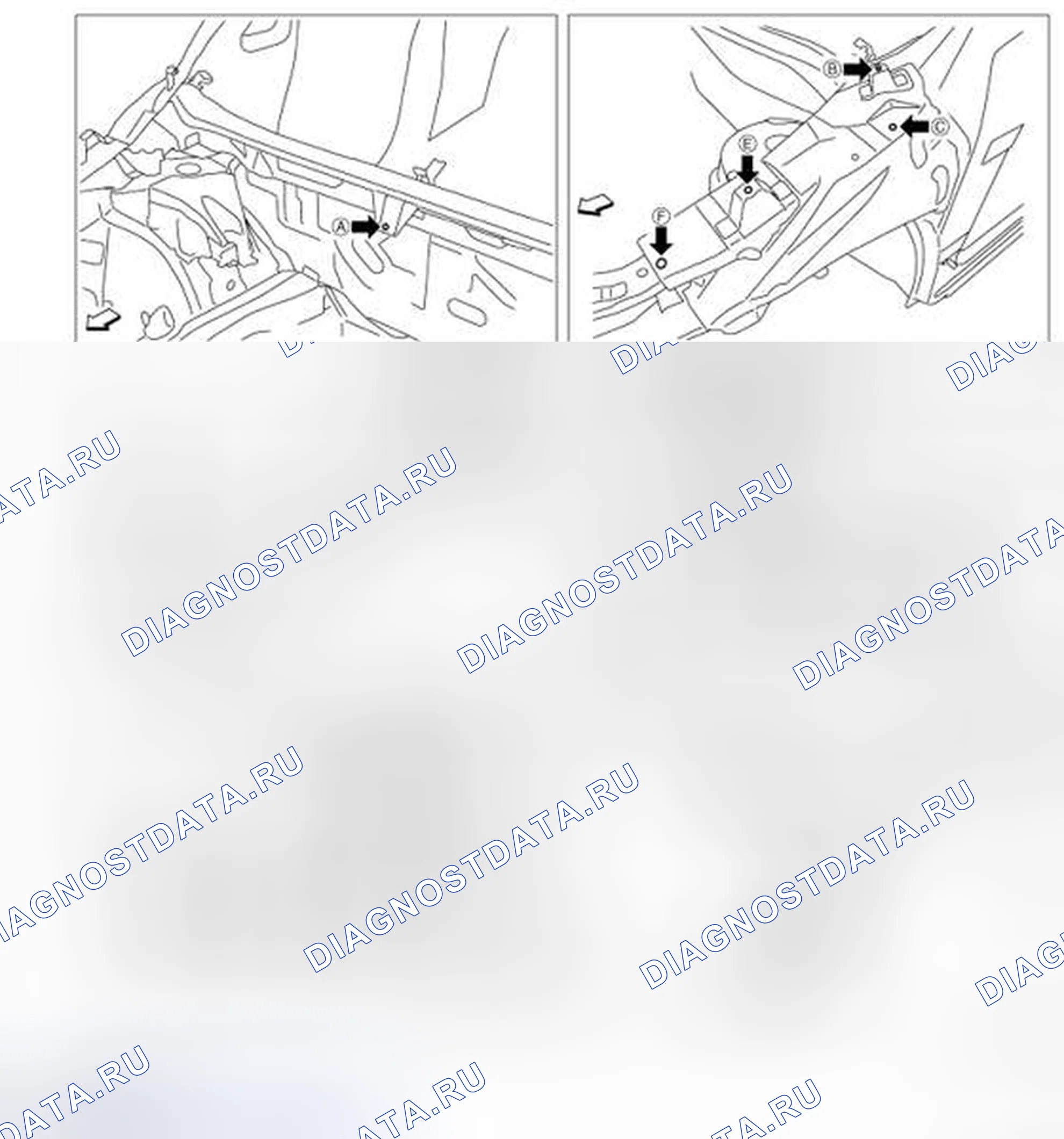 Рис. 272: ТОЧКИ ИЗМЕРЕНИЯ. Nissan Quest IV