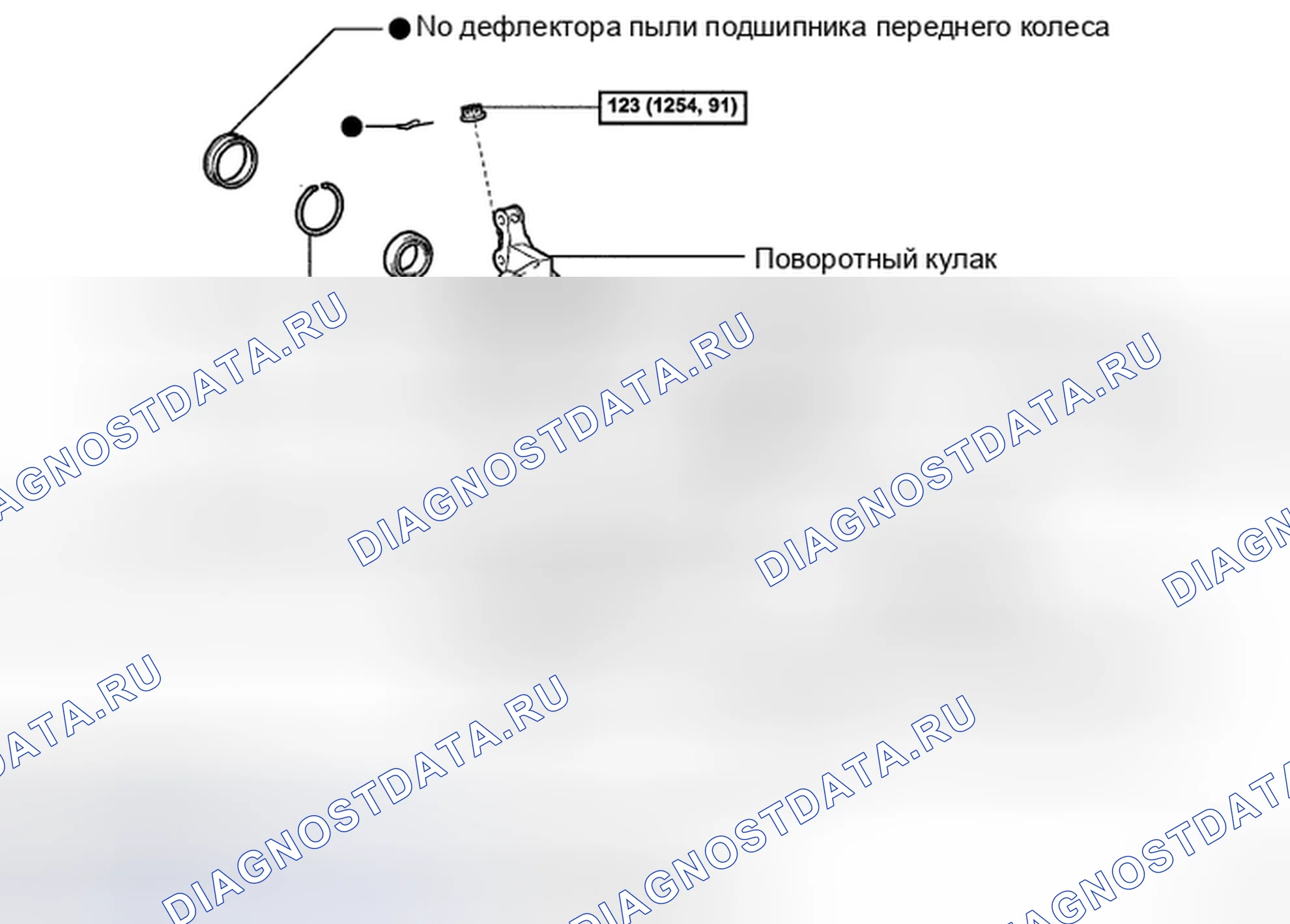 Рис. 62: Идентификация компонентов ступицы передней оси со спецификациями крутящего момента (2 из 2). Toyota Highlander II