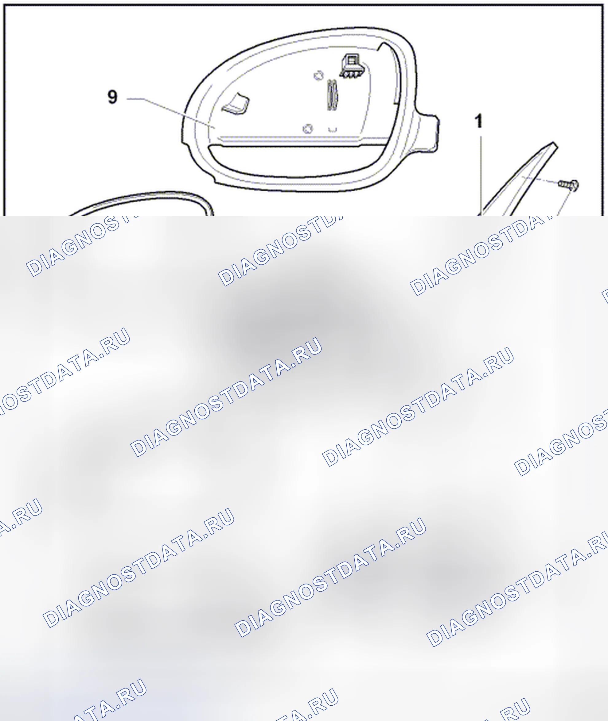 Рис. 4: ОБЗОР УЗЛА ВНЕШНЕГО ЗЕРКАЛА. Volkswagen Passat B6