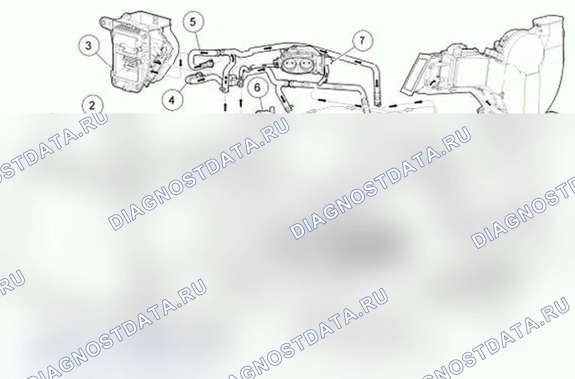 Рис. 13: Схема потока хладагента, 6,8 л (2V) со вспомогательным подогревом. Ford Econoline E250 