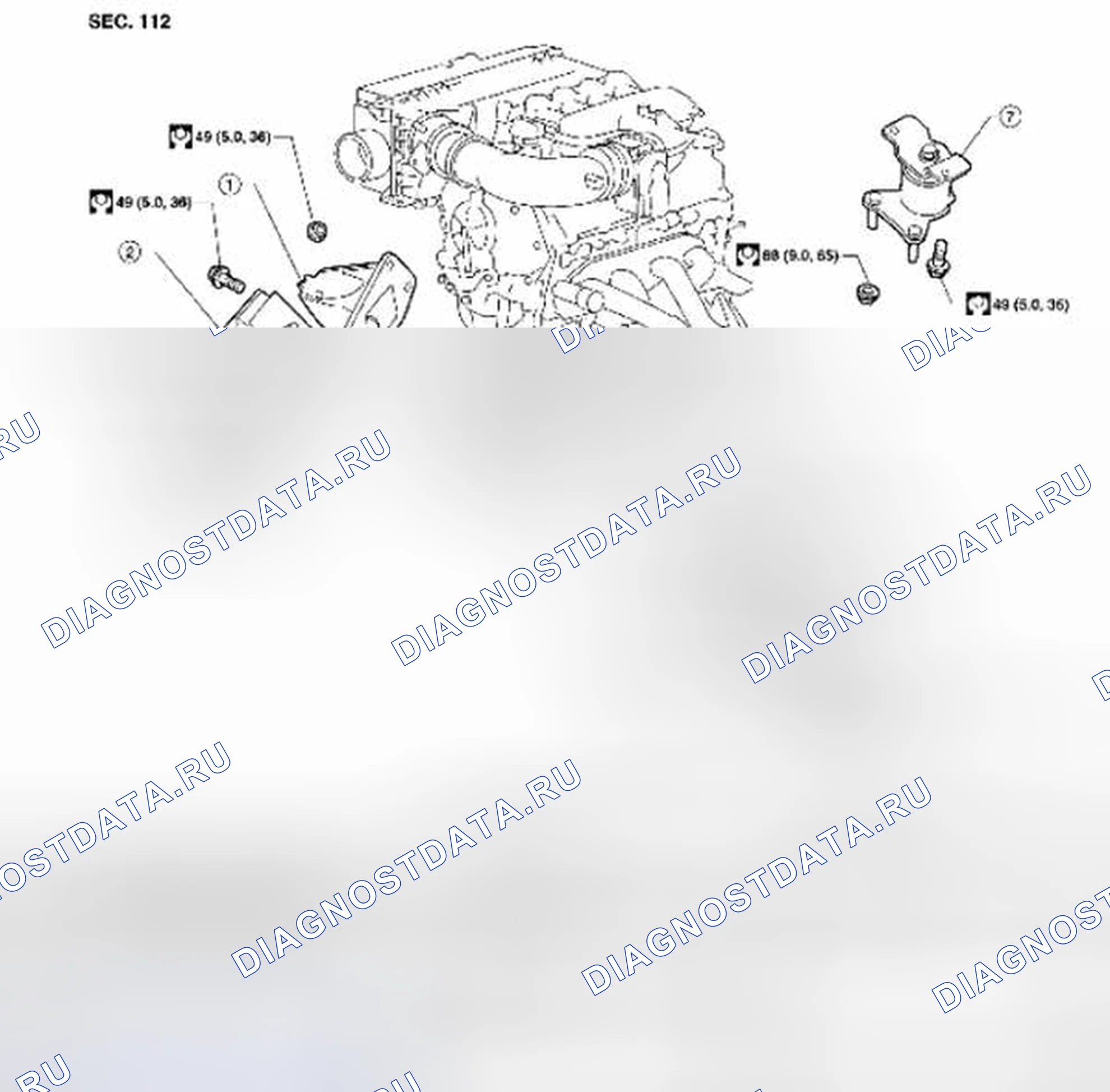 Рис. 99: Узел двигателя: вид в разобранном виде. Suzuki Equator I