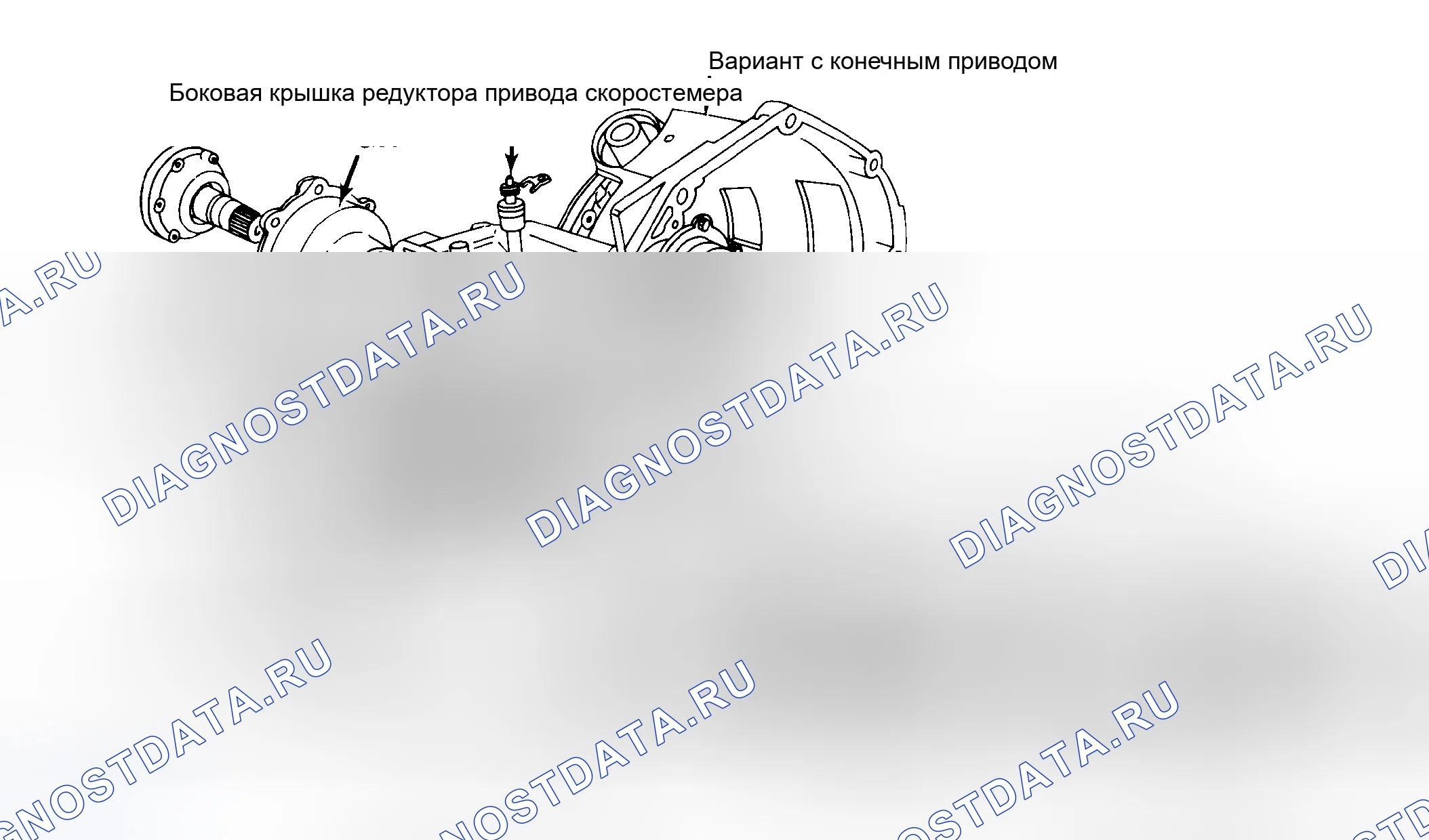 Рис. 33: Разнесенный вид дифференциала и связанных с ним деталей в случае конечного привода. Volkswagen Golf Mk1