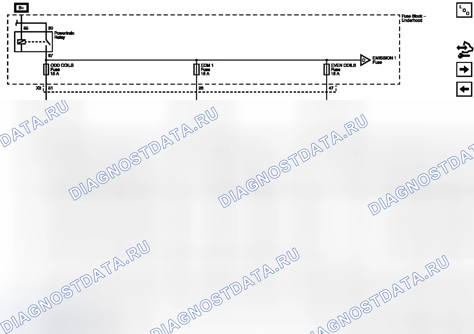 Рис. 46: Предохранители блок управления двигателем 1, EVEN COILS и ODD COILS. Buick Enclave I