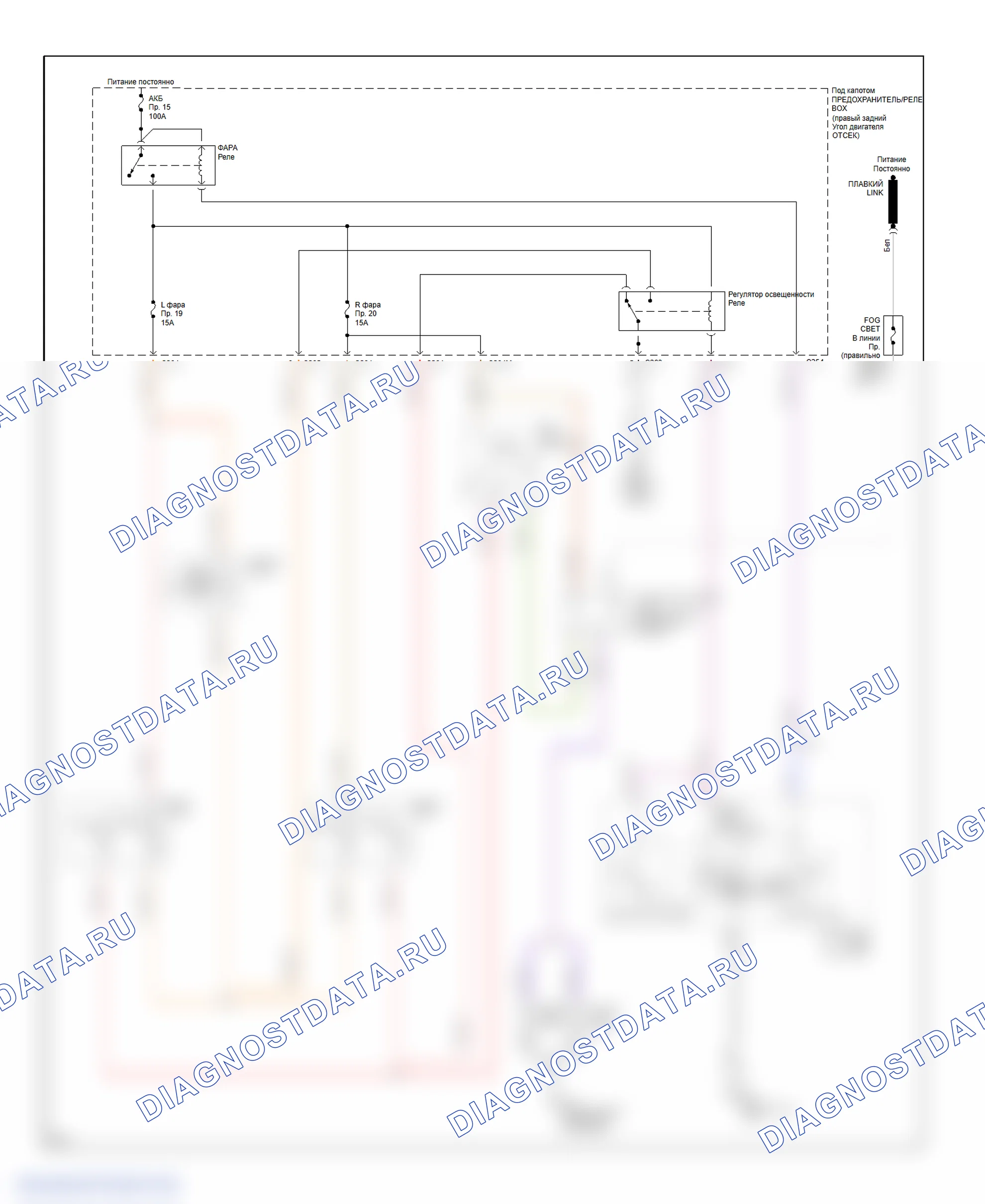 Headlight Circuit, W/O DRL. Honda Odyssey I