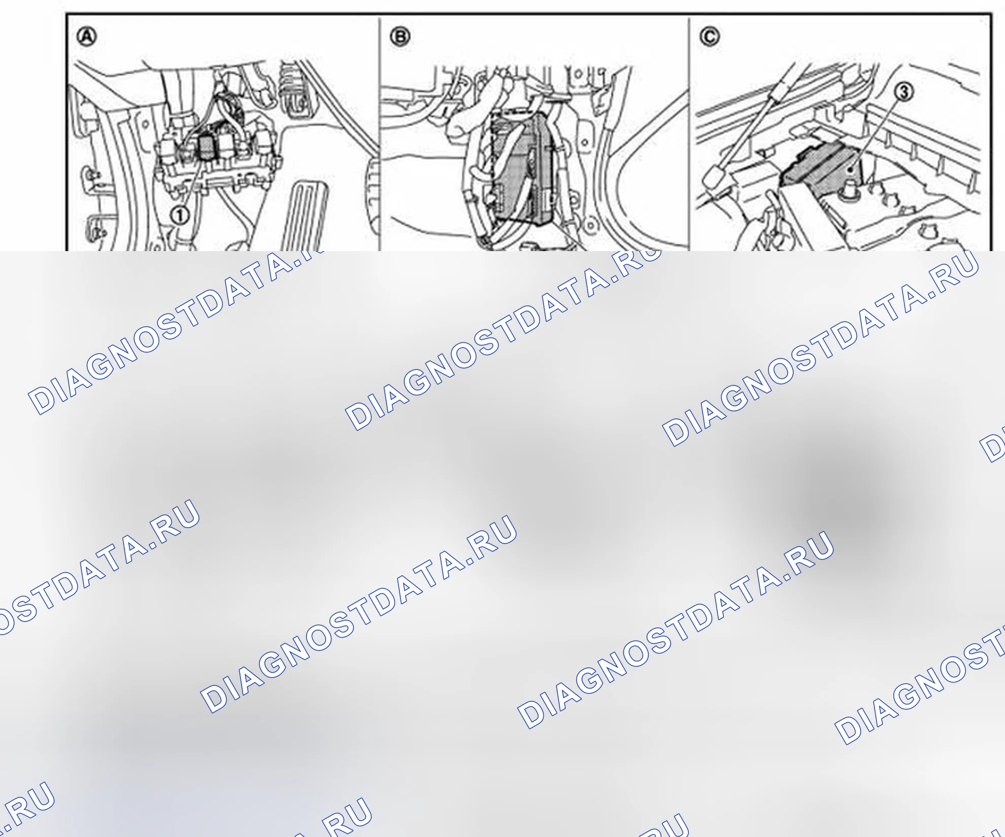Рис. 1: Расположение компонентов. Infiniti G25 IV рестайлинг