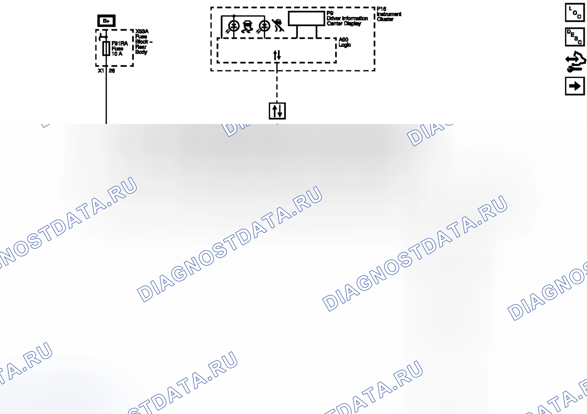 Рис. 1: Питание, земля, передача данных и индикаторы. Buick LaCrosse II