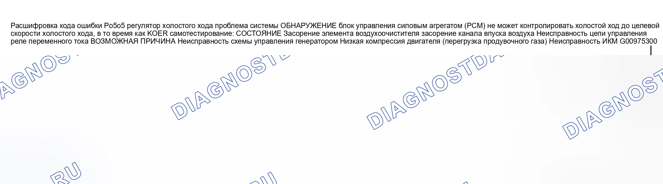 Рис. 220: расшифровка кода ошибки P0505: ПРОБЛЕМА СИСТЕМЫ регулятор холостого хода. Honda CR-V III рестайлинг