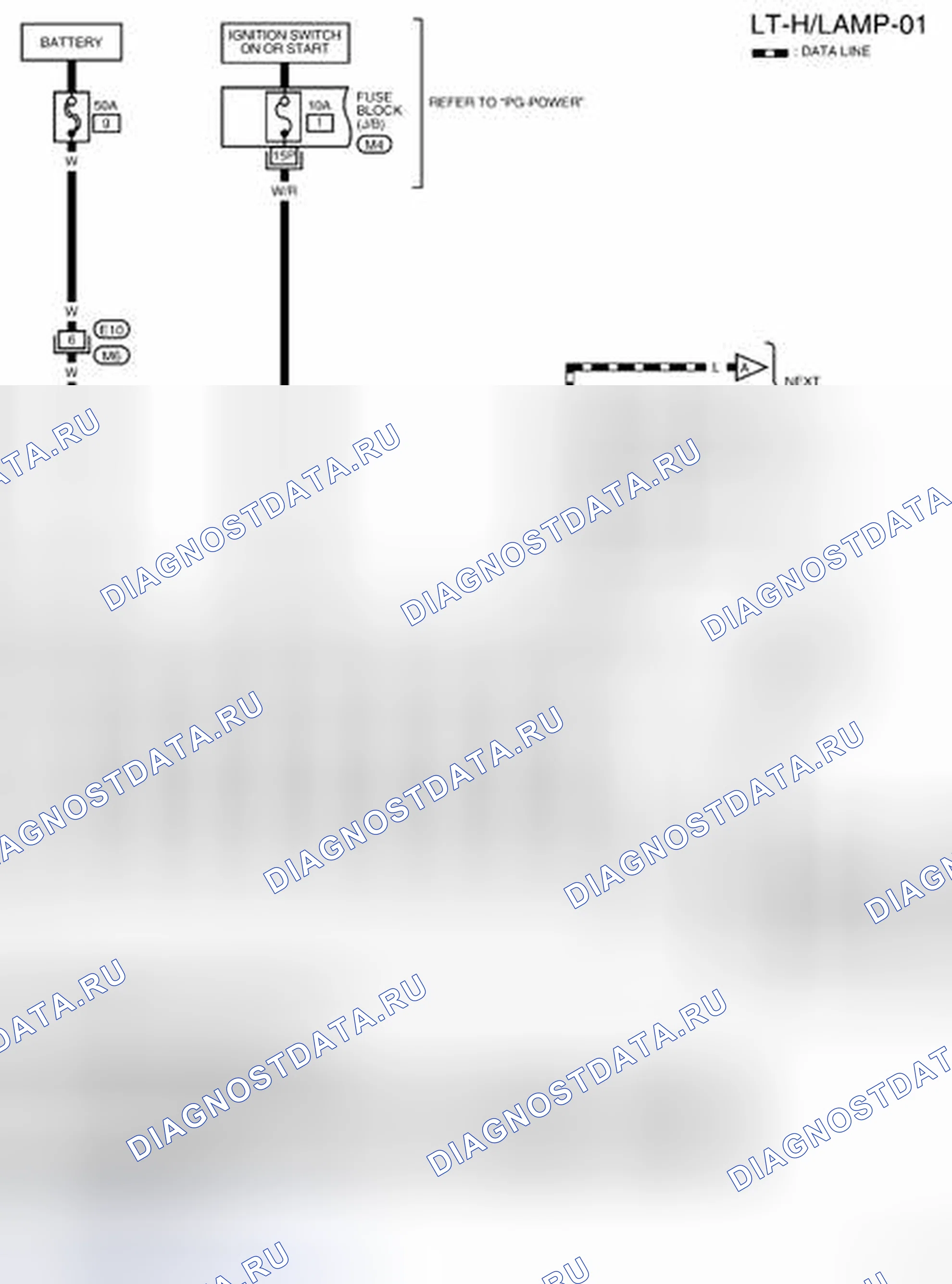 Рис. 36: LT-H / лампа-01 - электросхема. Nissan Frontier D40