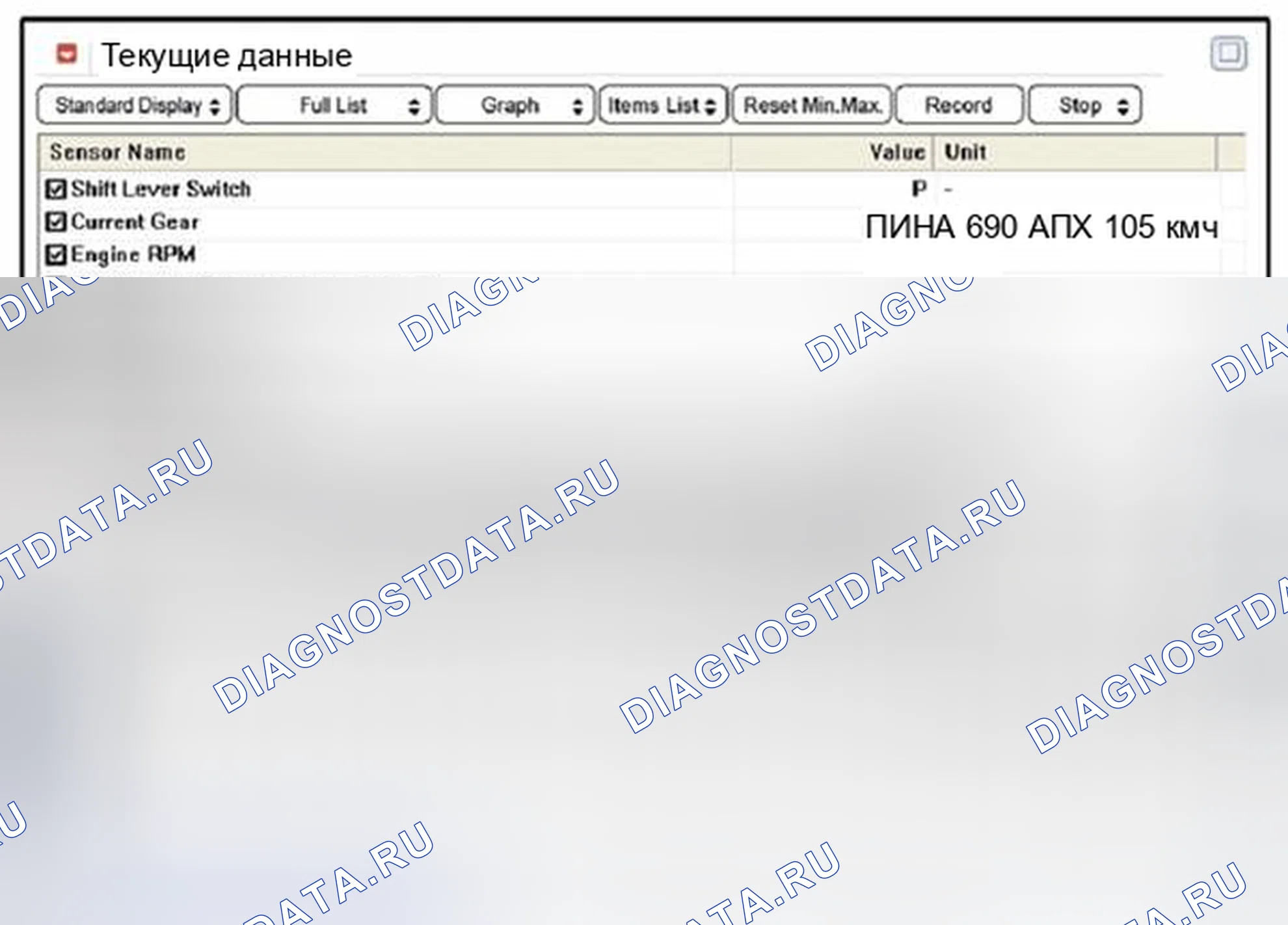 Рис. 177: Мониторинг данных GDS. Kia Sedona II рестайлинг
