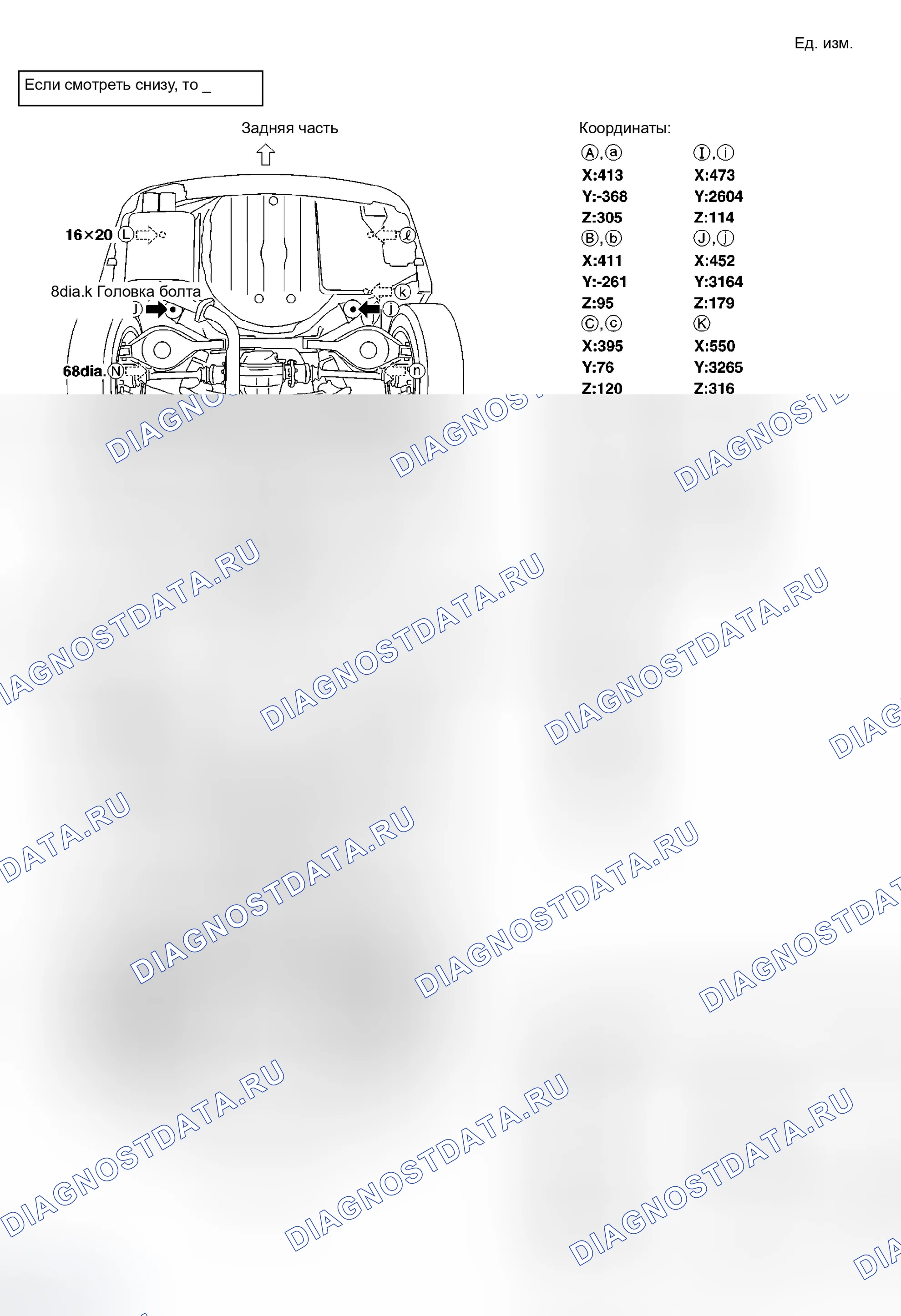 Рис. 209: Точки измерения. Infiniti G35 III
