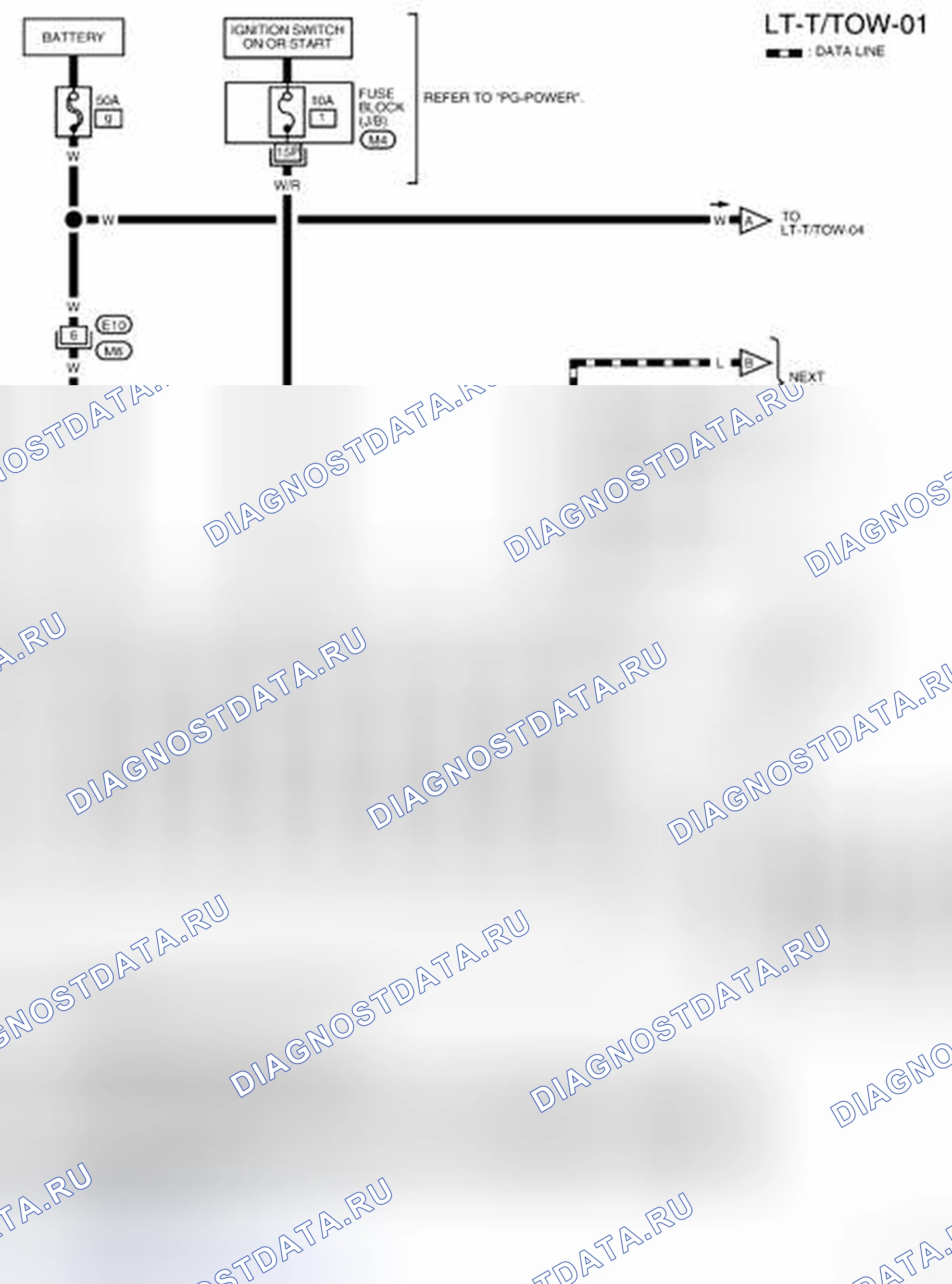 Рис. 60: LT-T / TOW-01 - электросхема. Nissan Frontier D40