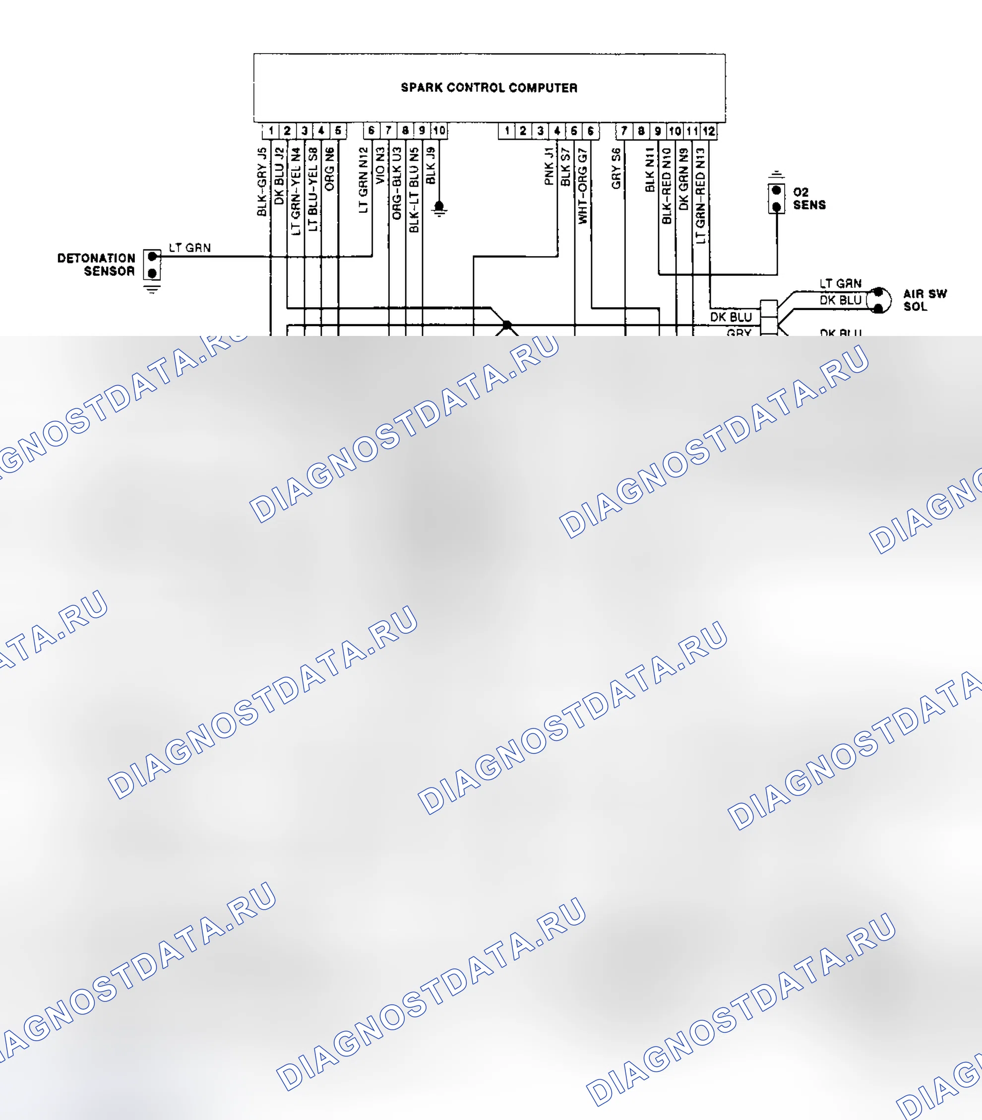 Рис. 272: Схема подключения системы электронного контроля топлива (EFC) Rwd. Chrysler Fifth Avenue II