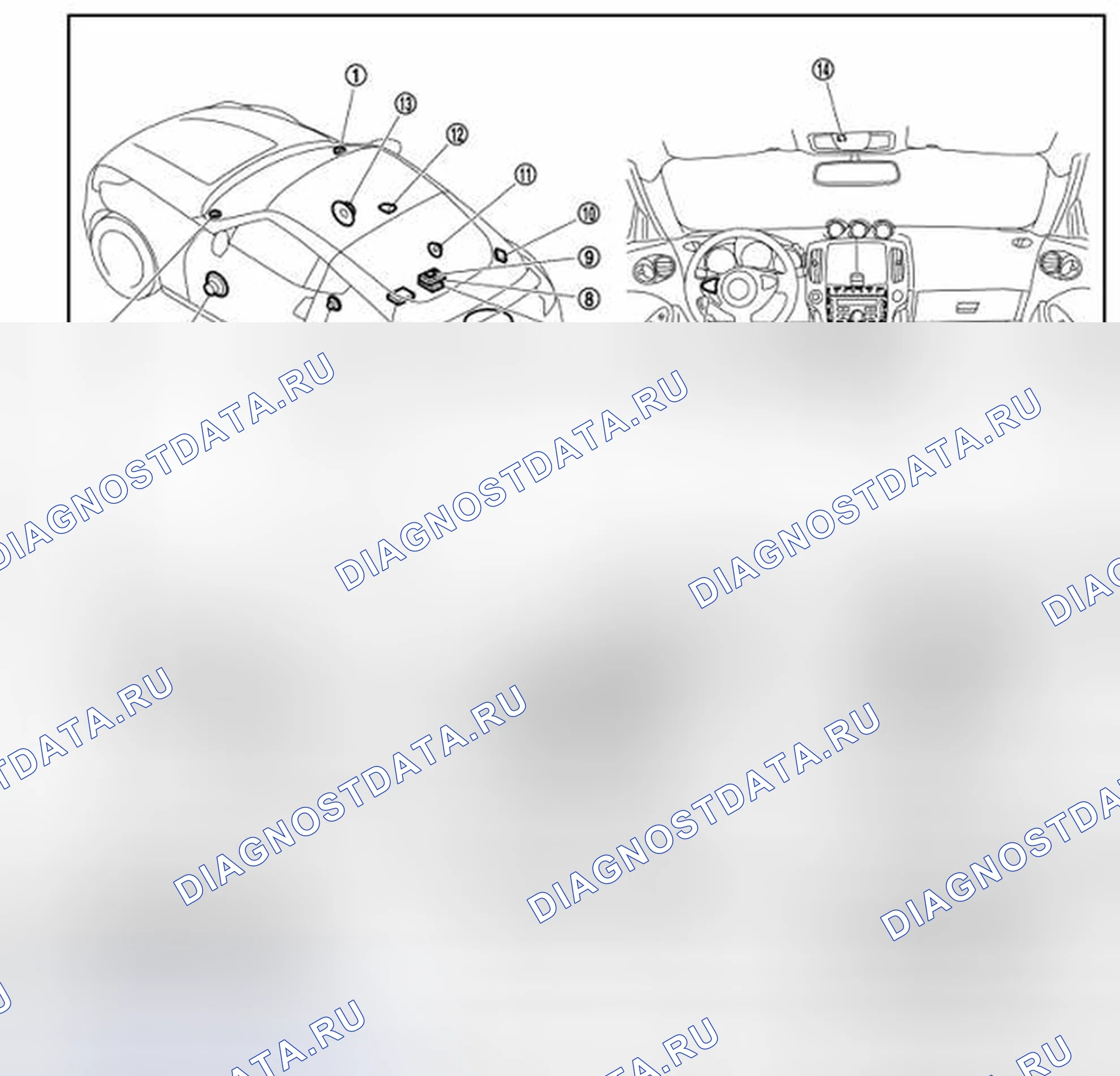 Рис. 118: Расположение компонентов. Honda MDX I