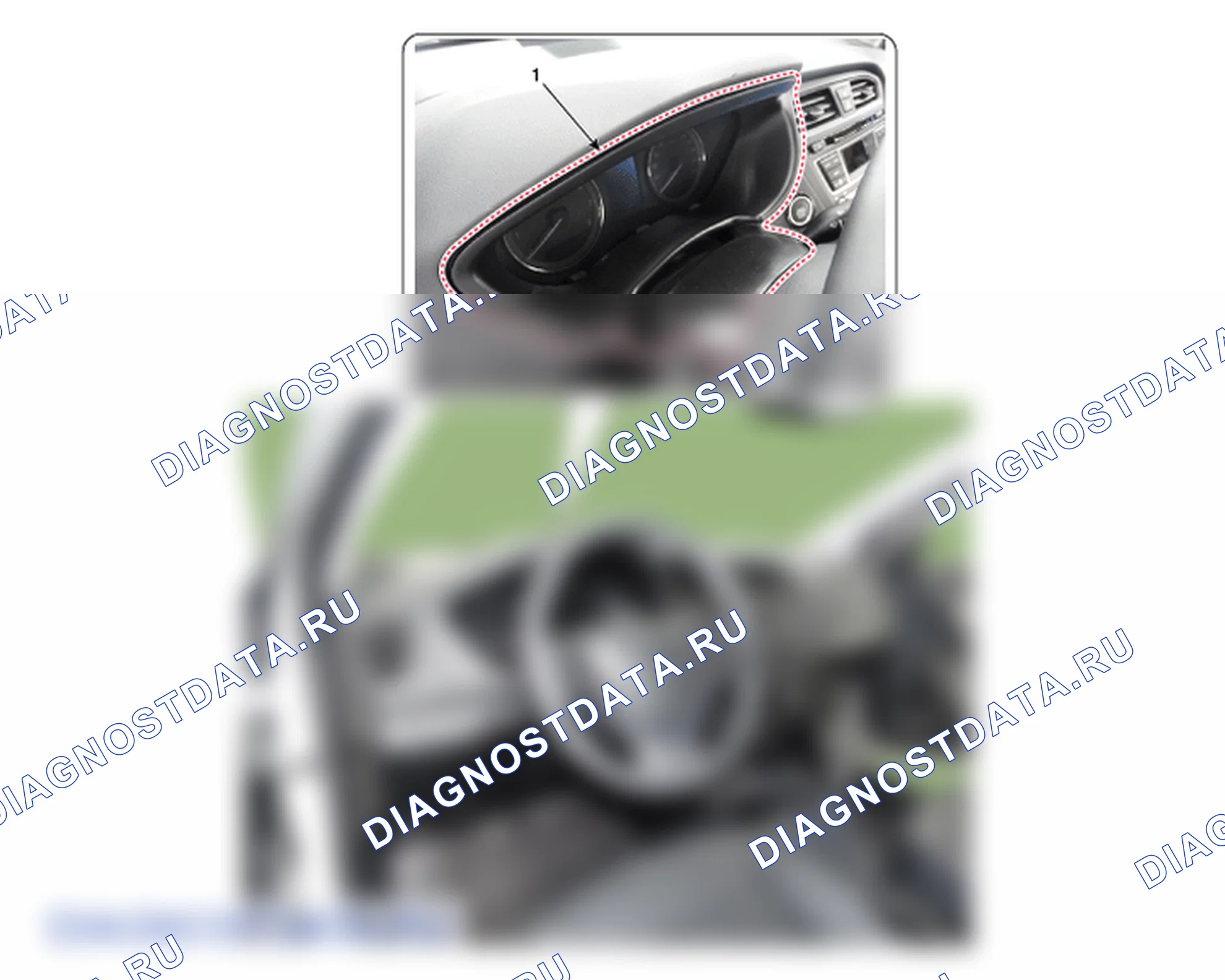 Расположение деталей панели бордюрной рейки кластера. Hyundai i20 GB