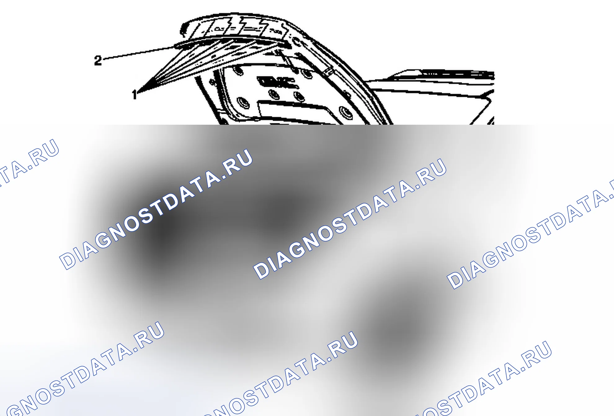 Рис. 132: Замена передней погодной полосы капота (Acadia). GMC Acadia I рестайлинг