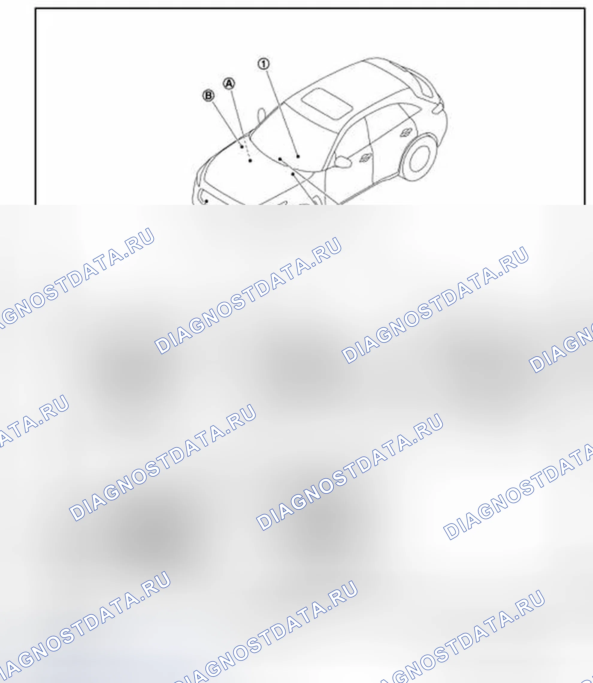 Рис. 5: БЕЗ ДАТЧИКА ДОЖДЯ: Расположение компонентов. Infiniti FX35 II