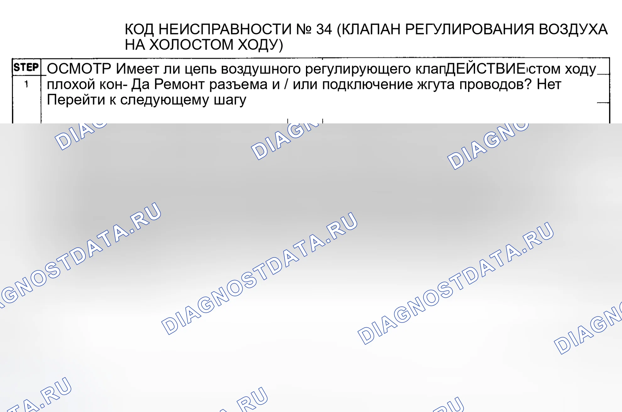 Рис. 67: Диагностическая карта кода неисправности № 34 (клапан управления подачей воздуха на холостом ходу). Mazda MX-6 I
