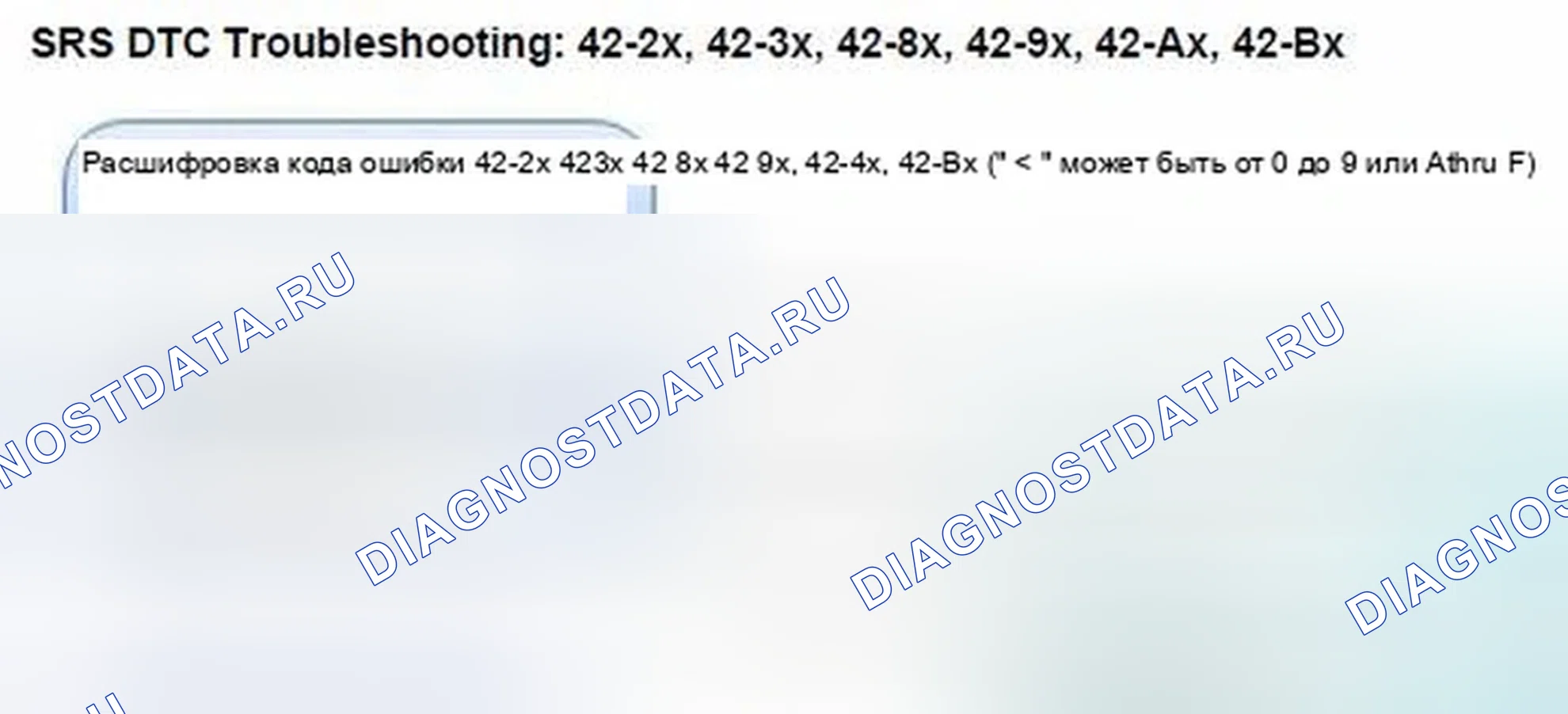 Рис. 1199: расшифровка кода ошибки 42-2x, 42-3x, 42-8x, 42-9x, 42-Ax, 42-Bx (" x " может быть от 0 до 9 или от A до F): Внутренний отказ. Honda Civic IX
