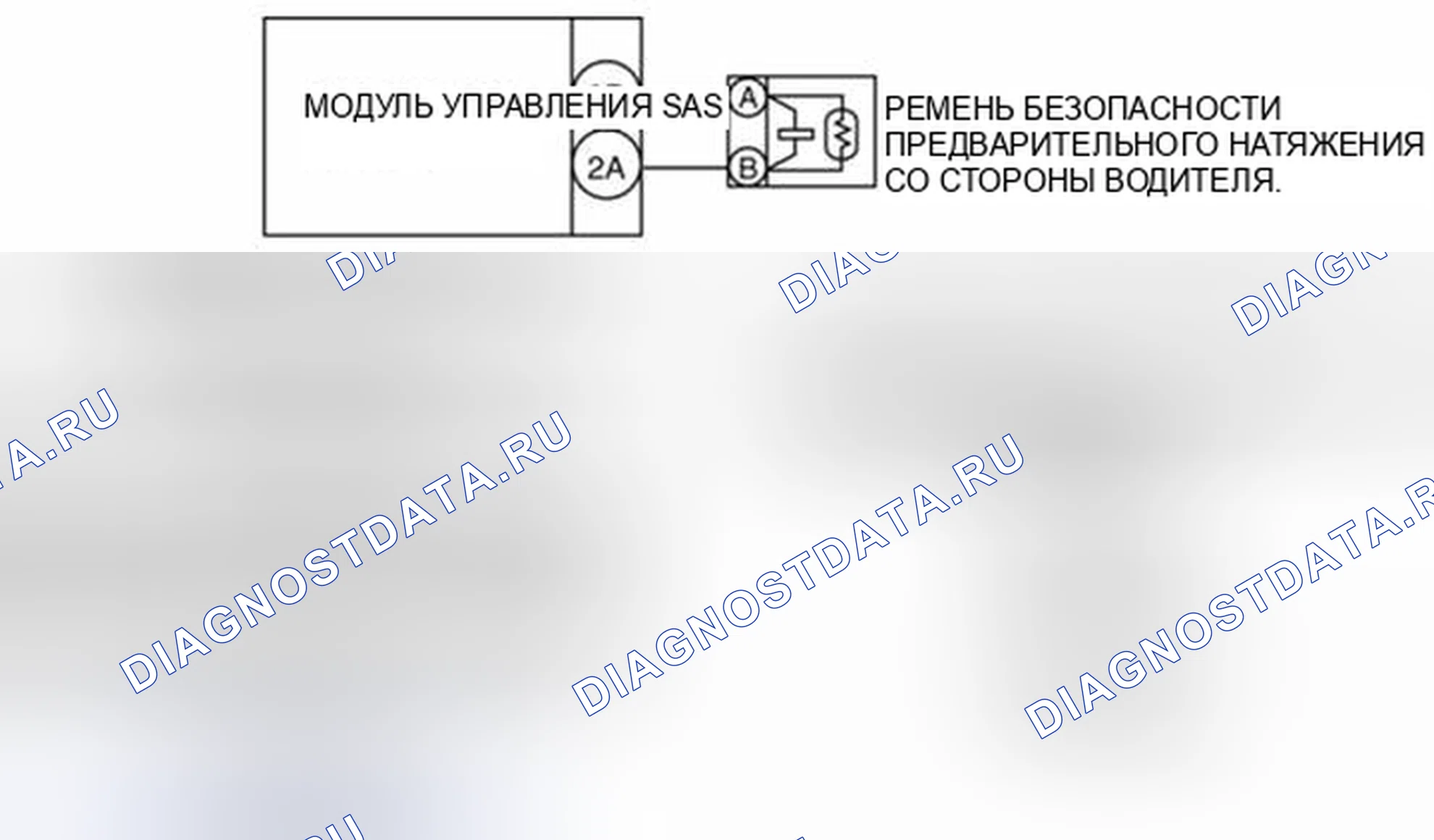 Рис. 17: Схема подключения системы ремней безопасности и модуля управления SAS со стороны водителя. Mazda 3 BL рестайлинг