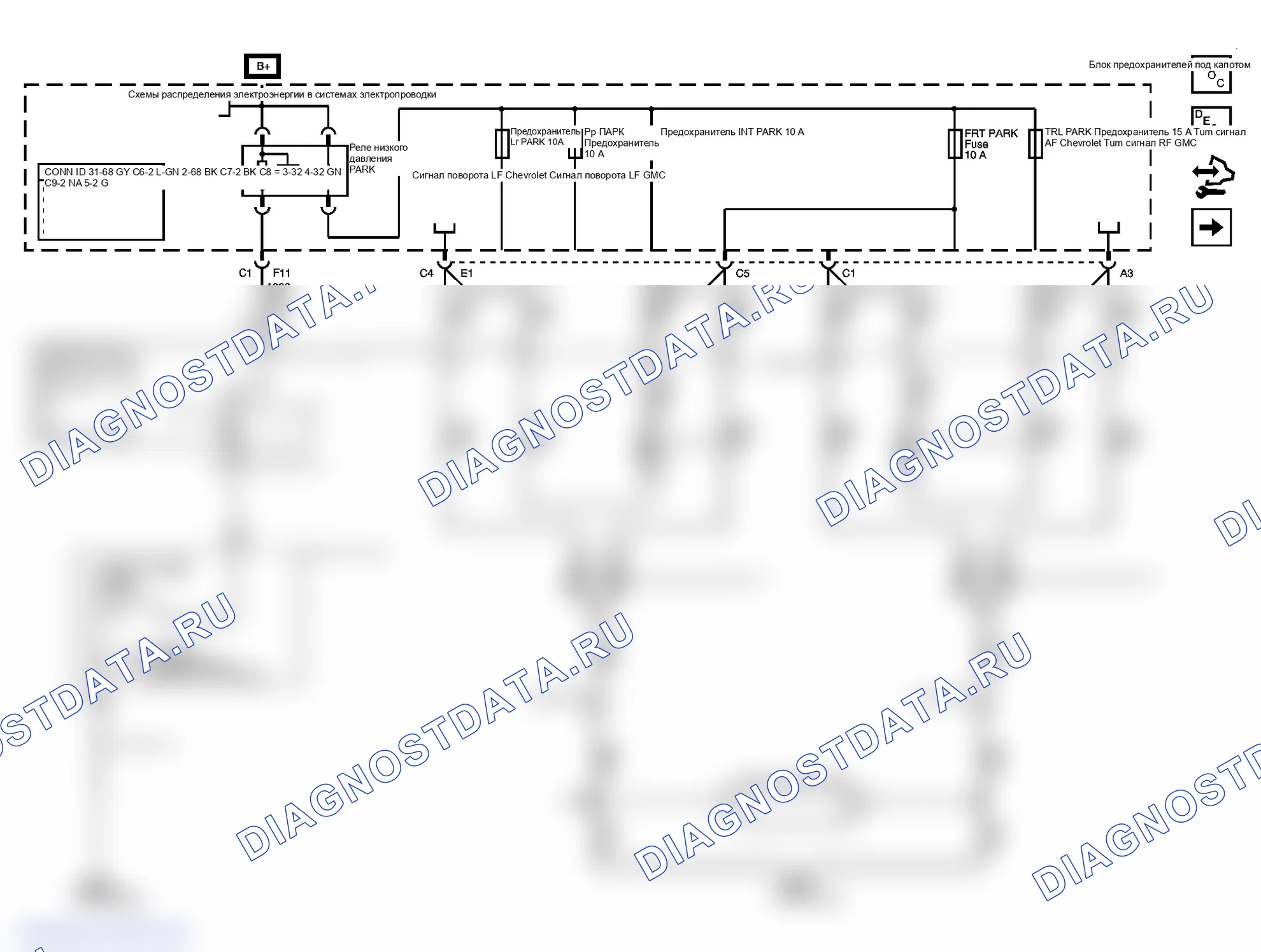 Рис. 5: Схема внешнего освещения. GMC Sierra 1500 