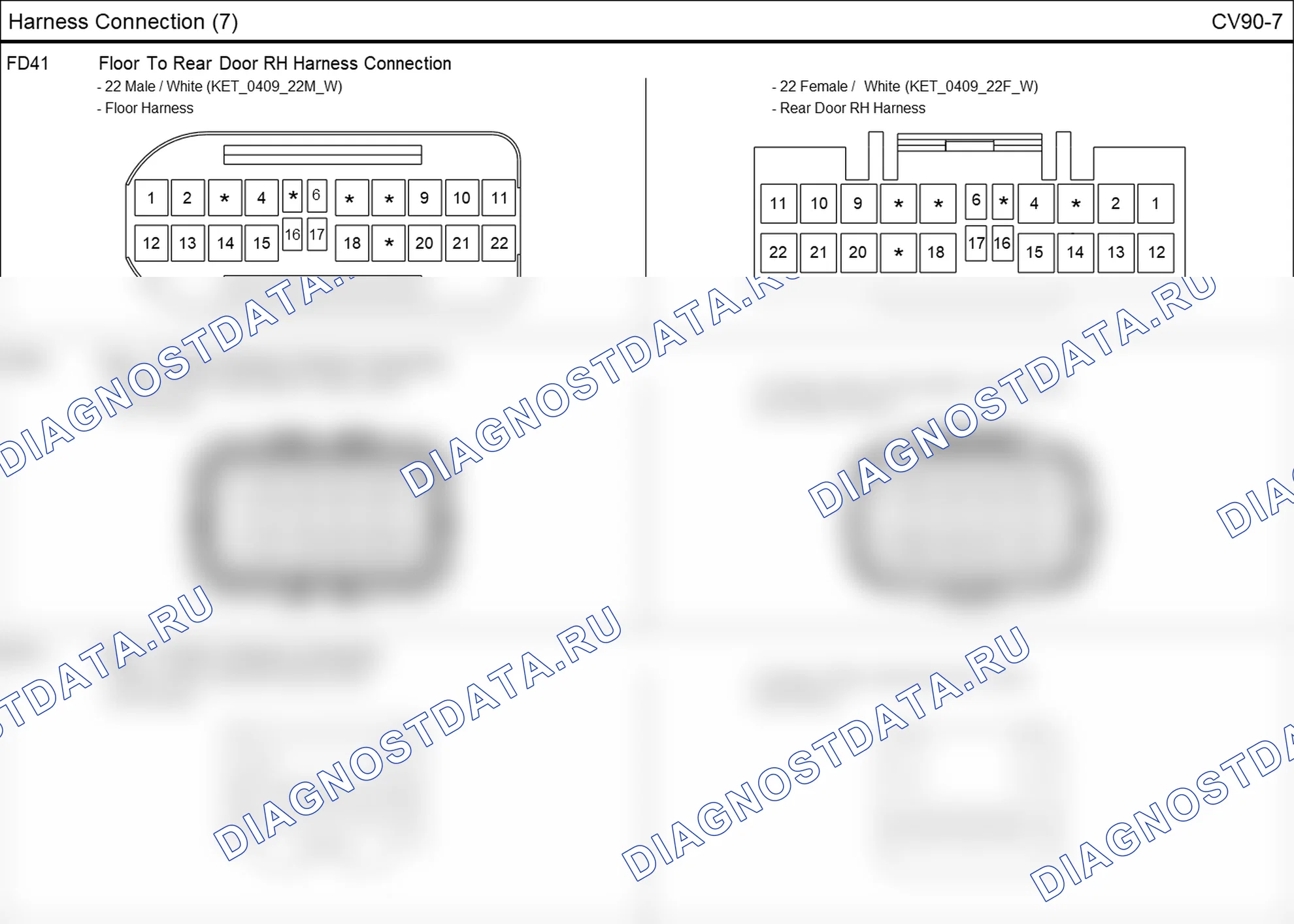 Распиновка разъёма FR11 — harness connection. Hyundai Santafe Sport DMA