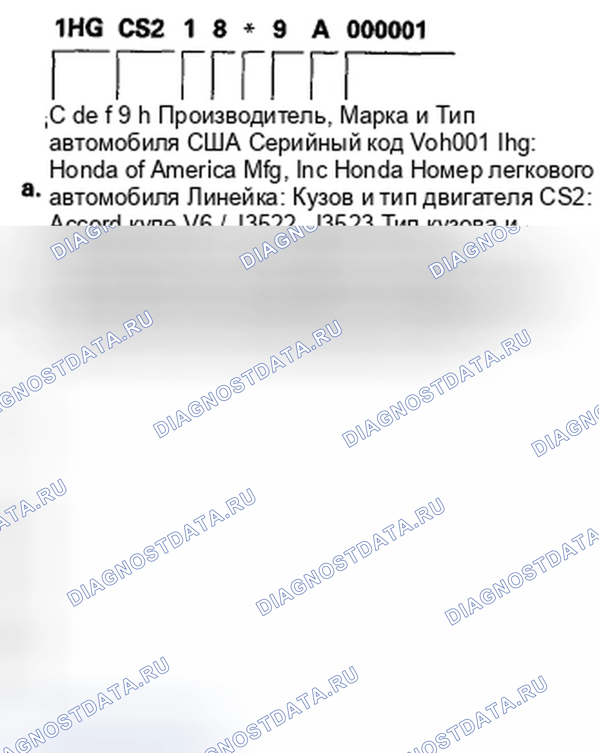 Рис. 25: Идентификационный номер транспортного средства. Honda Accord VIII