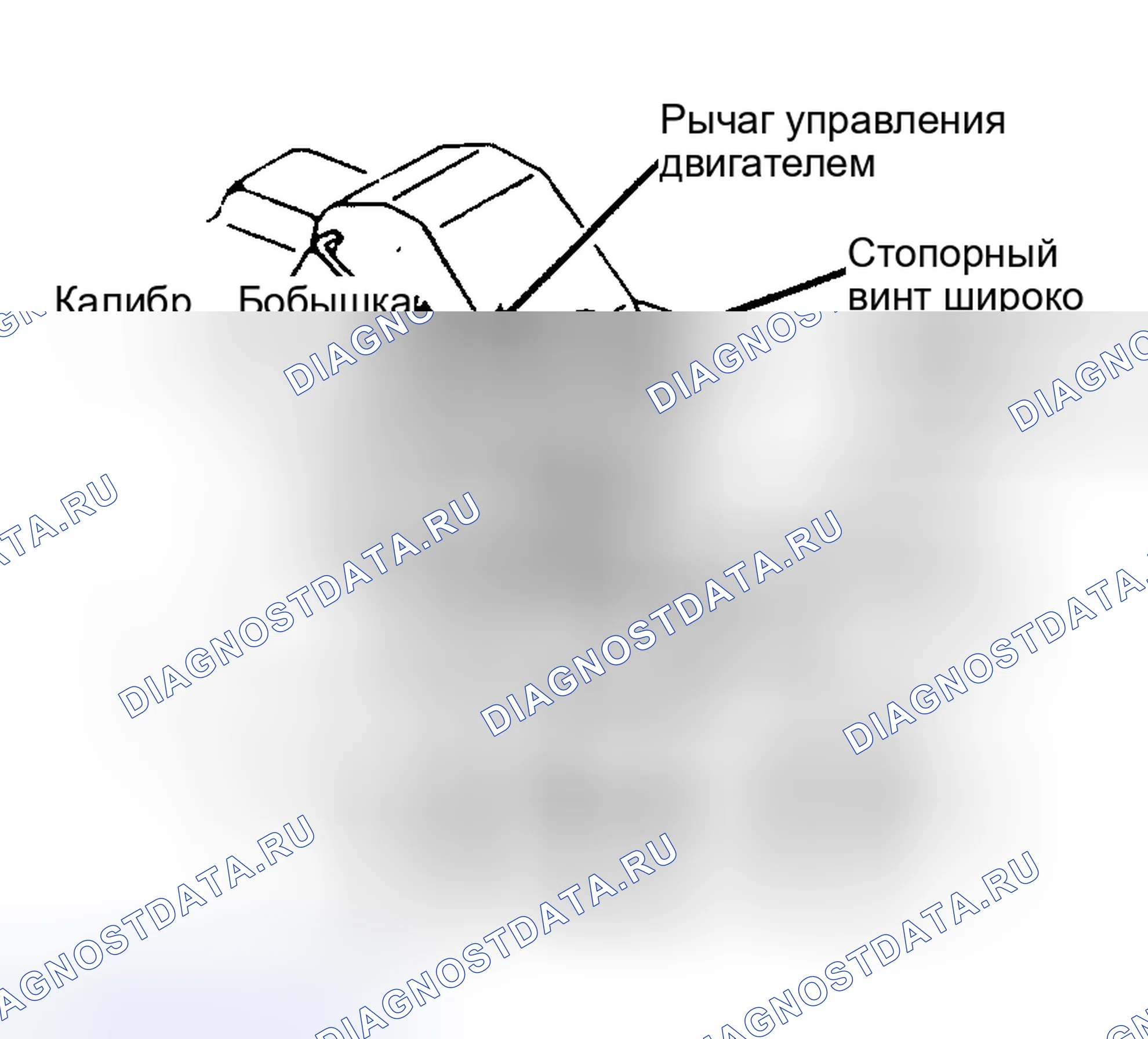 Рис. 110: Регулировка клапана регулятора вакуума Вставить калибровочную планку между бобышкой датчика и широко открытым стопорным винтом дросселя.. Buick LeSabre V