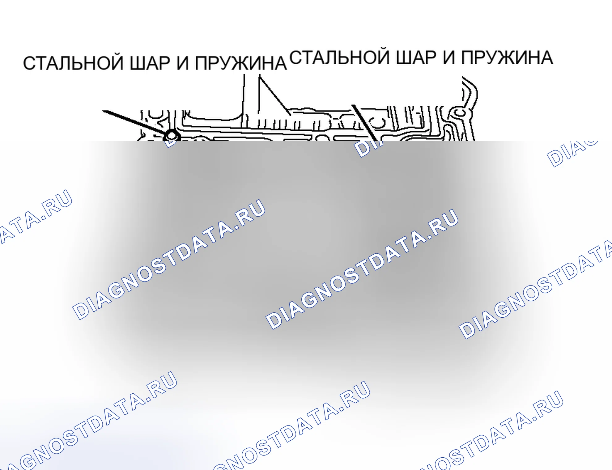 Рис. 564: >> A <<УСТАНОВКА ПРУЖИНЫ, СТАЛЬНОГО ШАРИКА, ДЕМПФИРУЮЩЕГО КЛАПАНА И ПРУЖИНЫ ДЕМПФИРУЮЩЕГО КЛАПАНА. Mitsubishi Lancer Evolution IX