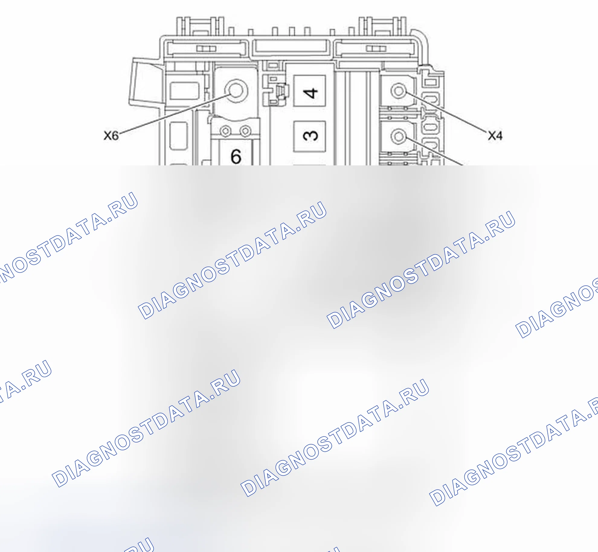 Рис. 4: Блок предохранителей X50D - вид сверху аккумулятора. Cadillac SRX II рестайлинг