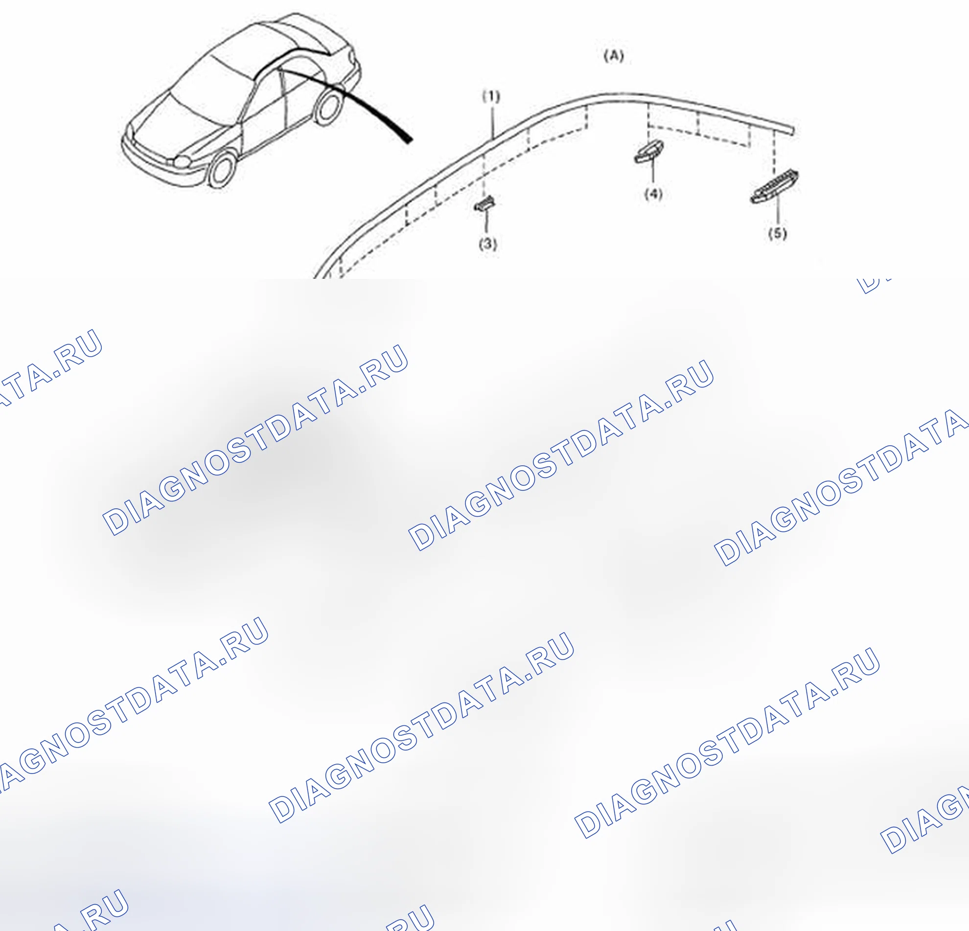 Рис. 26: Покомпонентный вид формовки крыши. Subaru Impreza GD/GC/GG рестайлинг 2