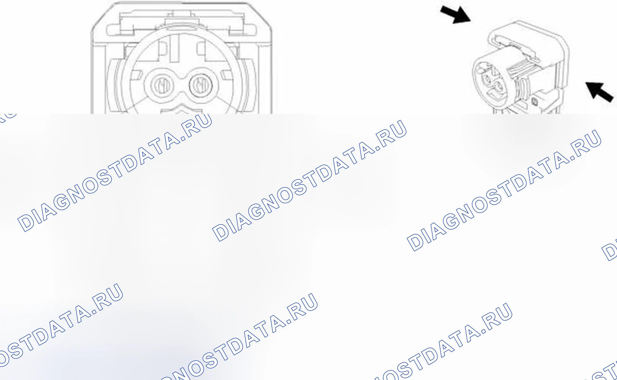 Рис. 249: F107 Подушка безопасности рулевого колеса X1 Разъем Вид с торца. Chevrolet Camaro V
