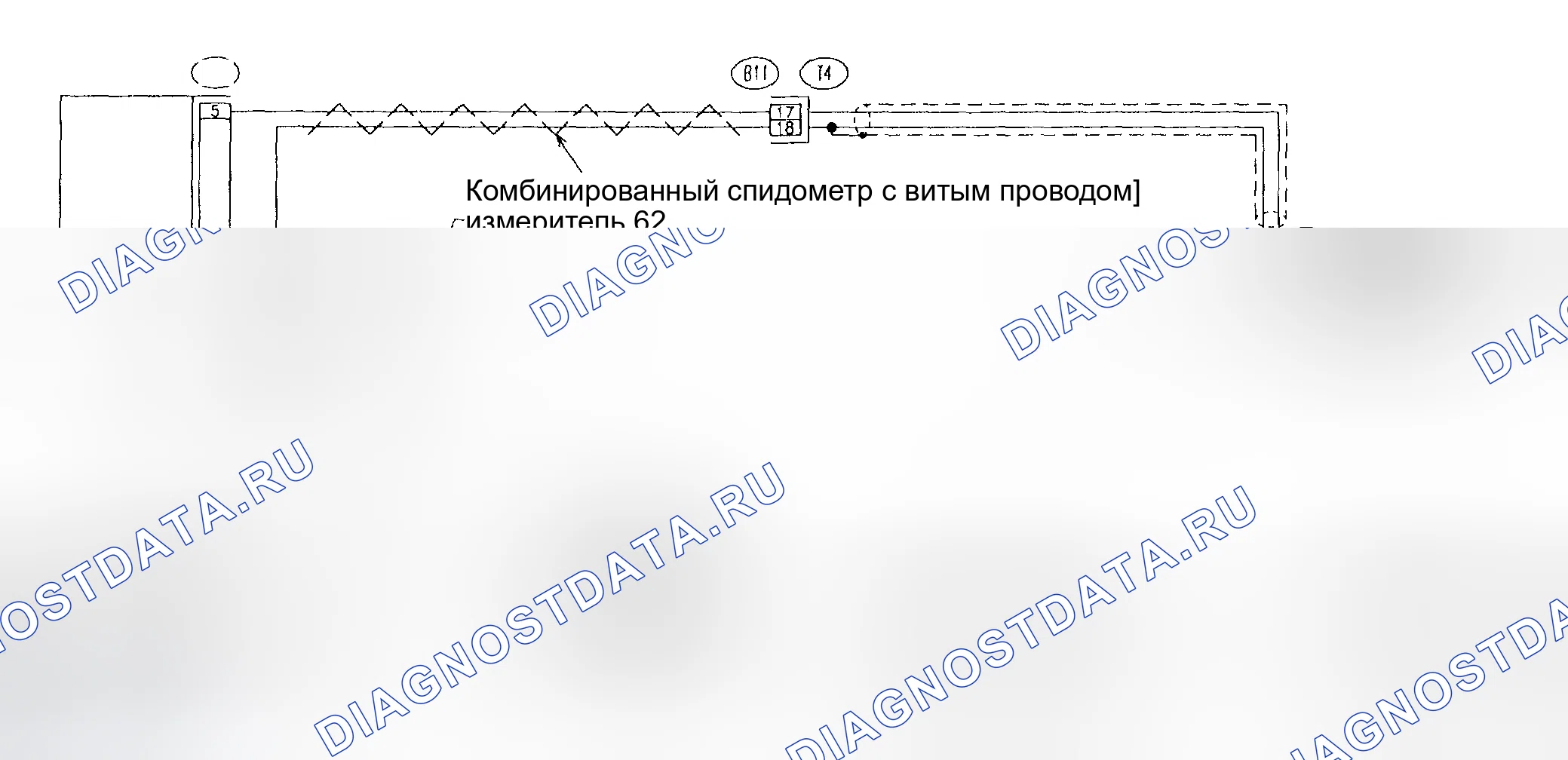 Рис. 703: Схема подключения датчика скорости транспортного средства 2 (спереди). Subaru Impreza GD/GC/GG
